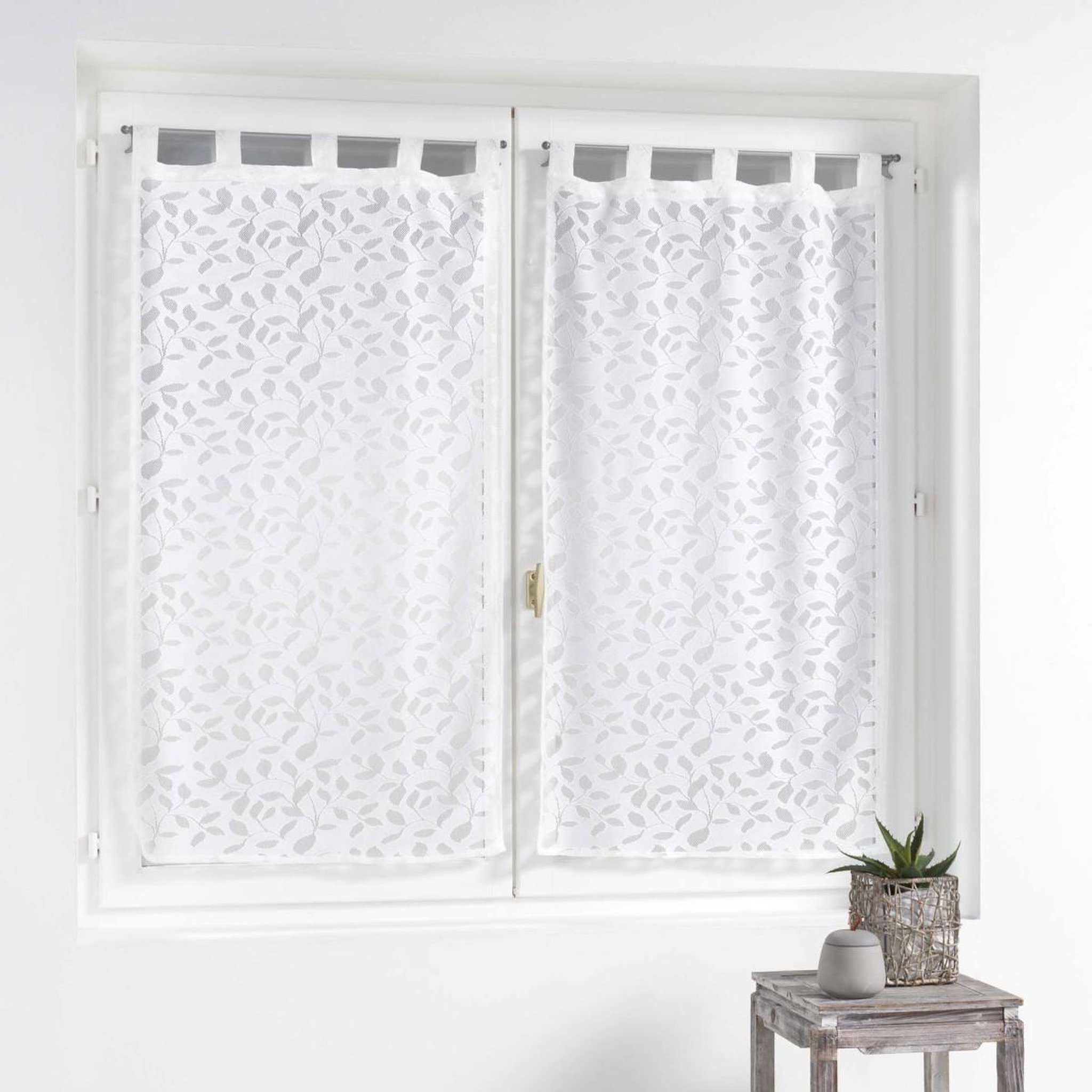 Voir la diapositive 3 : Douceur d'Intérieur Paire de voilages maille  manon  60x120cm blanc