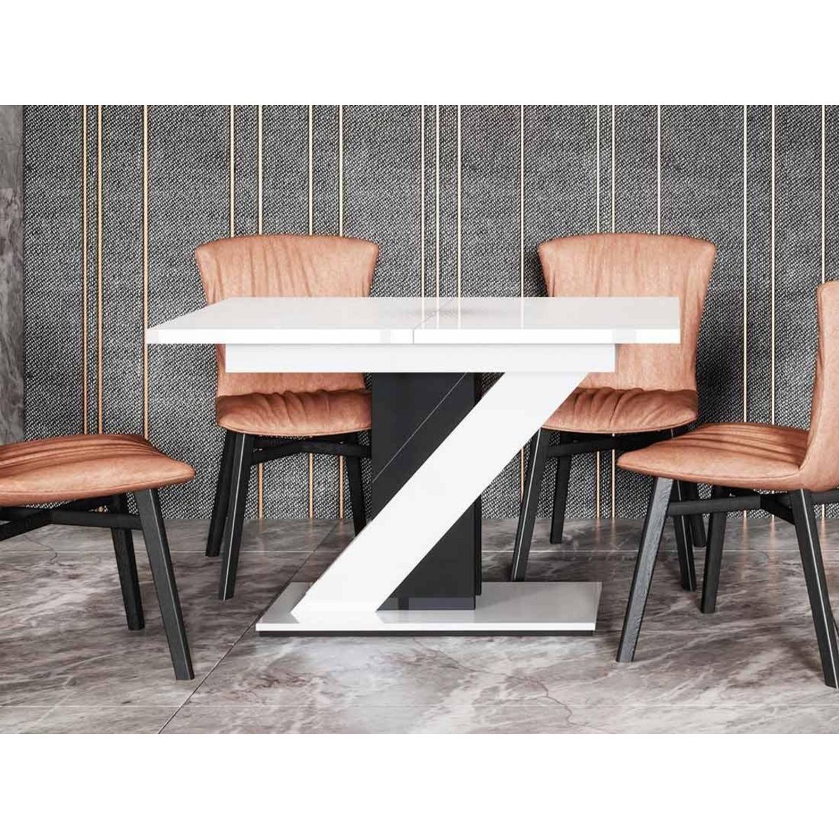 BEST MOBILIER Burnie - table à manger extensible - blanc et noir - 4 à 6 personnes