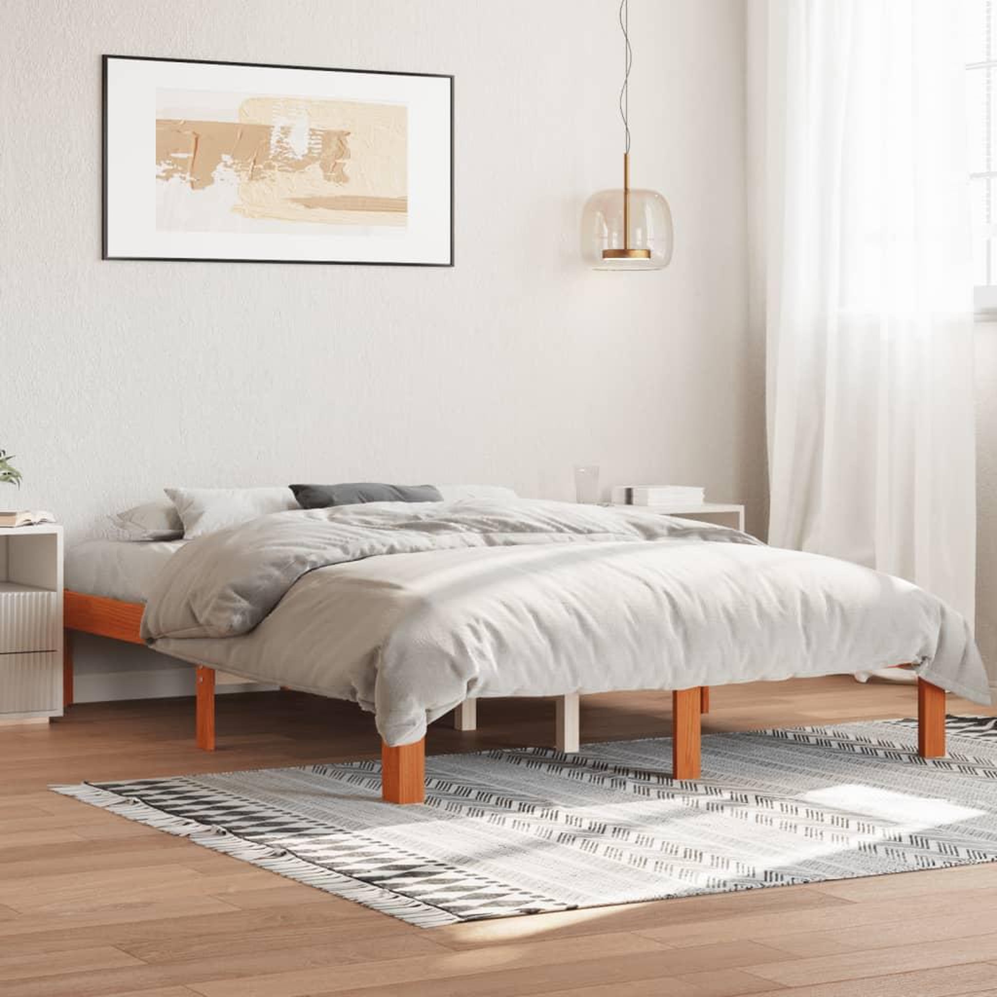 VIDAXL Cadre de lit sans matelas cire marron 140x190cm bois pin massif