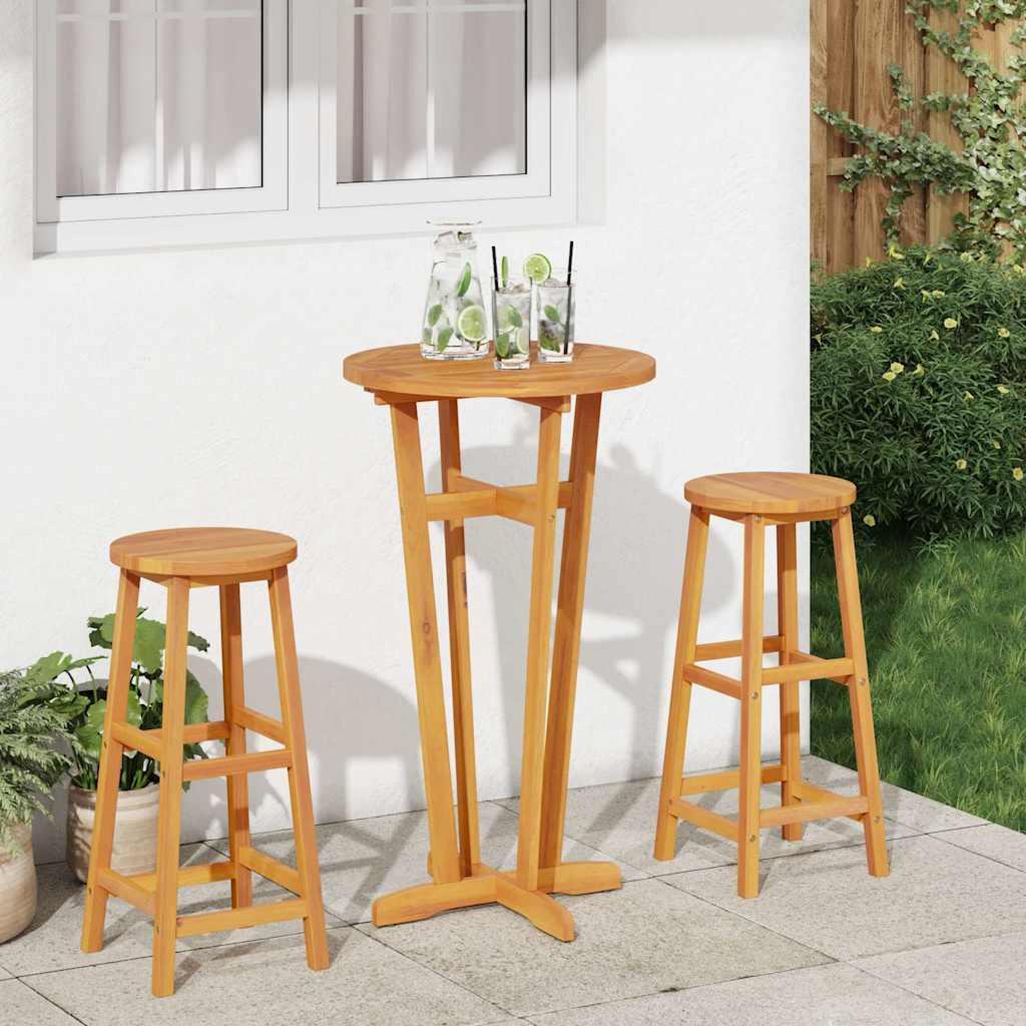 Voir la diapositive 3 : VIDAXL Table de bar de jardin ø60x105 cm bois d'acacia solide