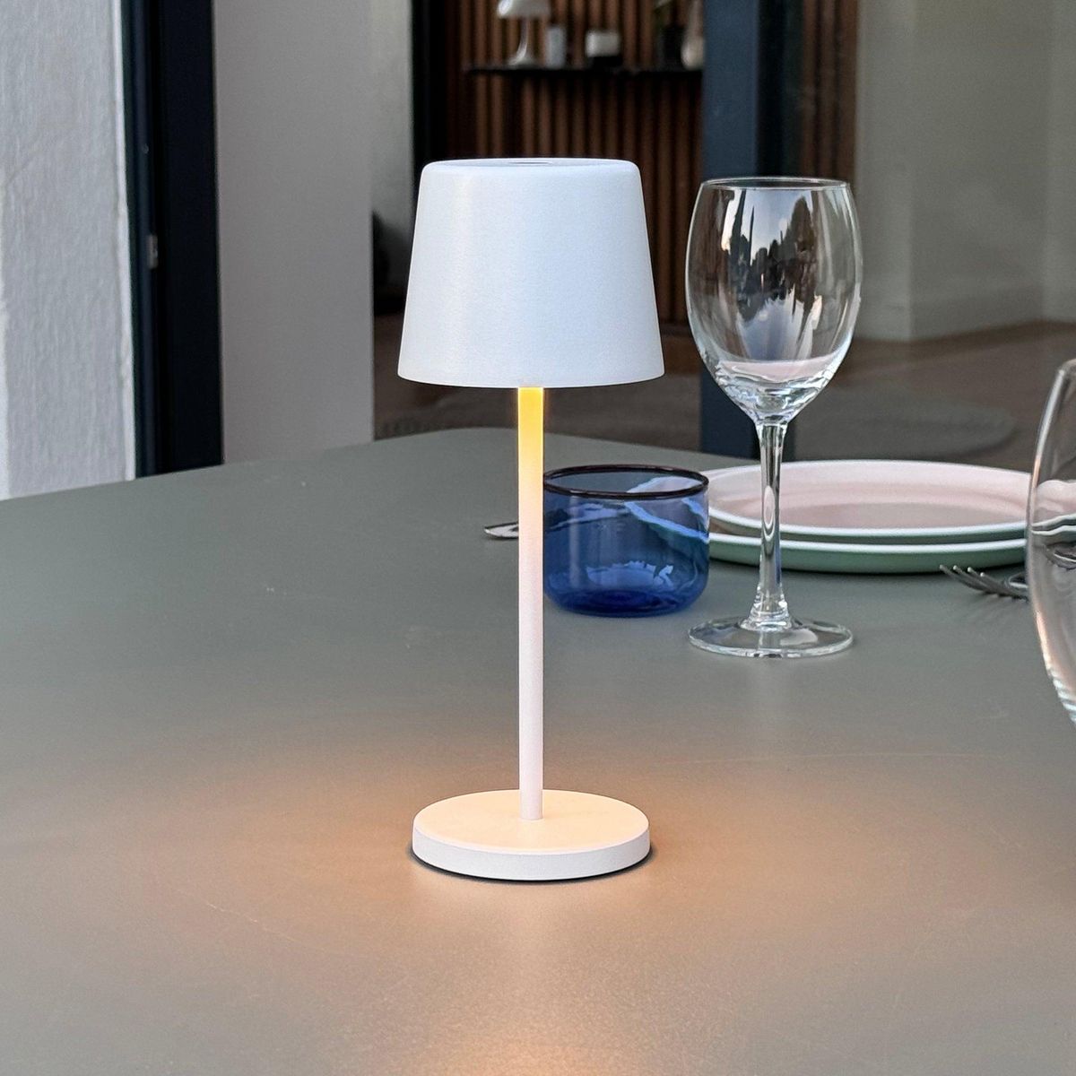 Lumisky 6 mini lampes avec plateau de chargement KELLY MINI Blanc Aluminium H22cm