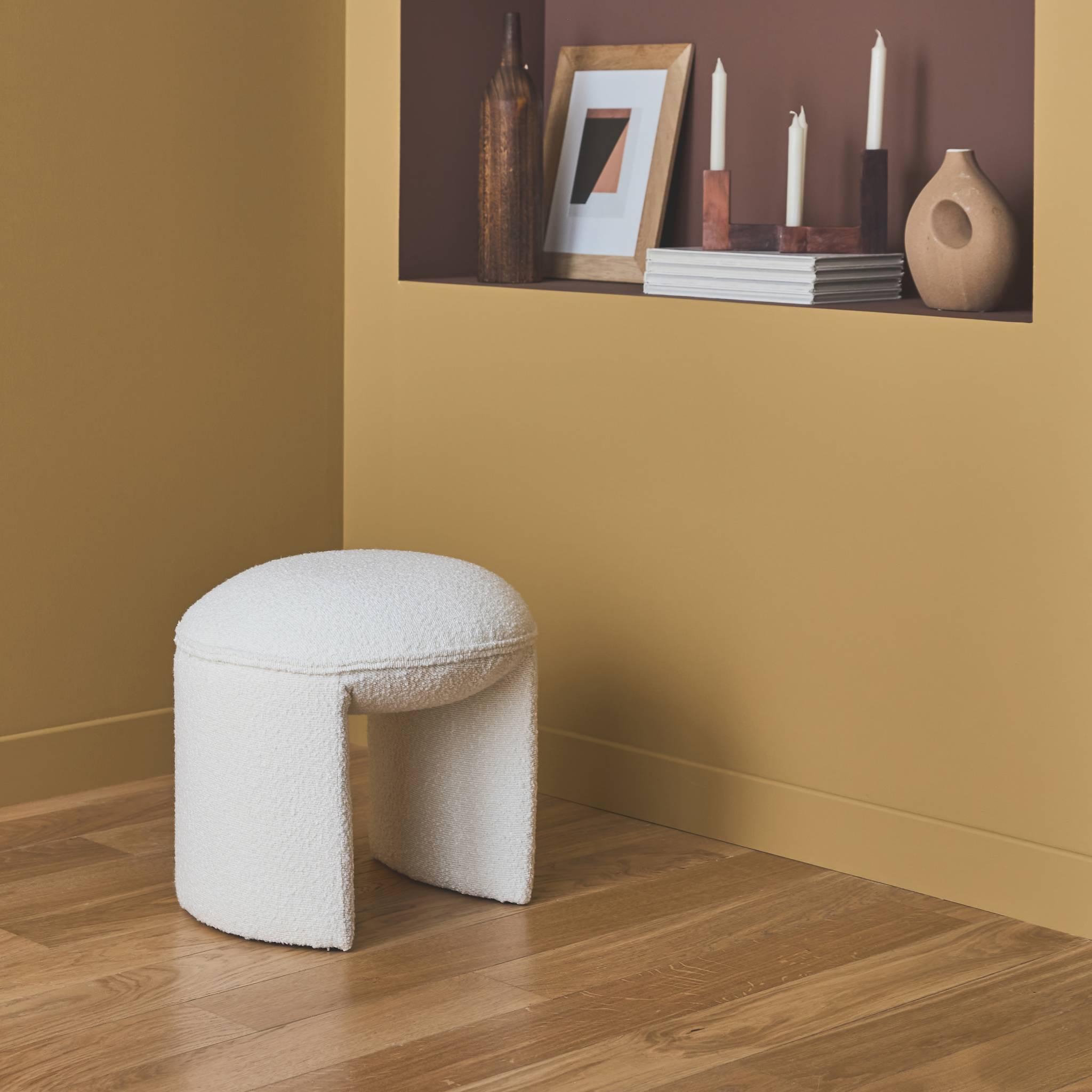 Voir la diapositive 3 : SWEEEK Tabouret. pouf bouclette texturée blanche L 44 x P 44 x H 42cm -SHAWN