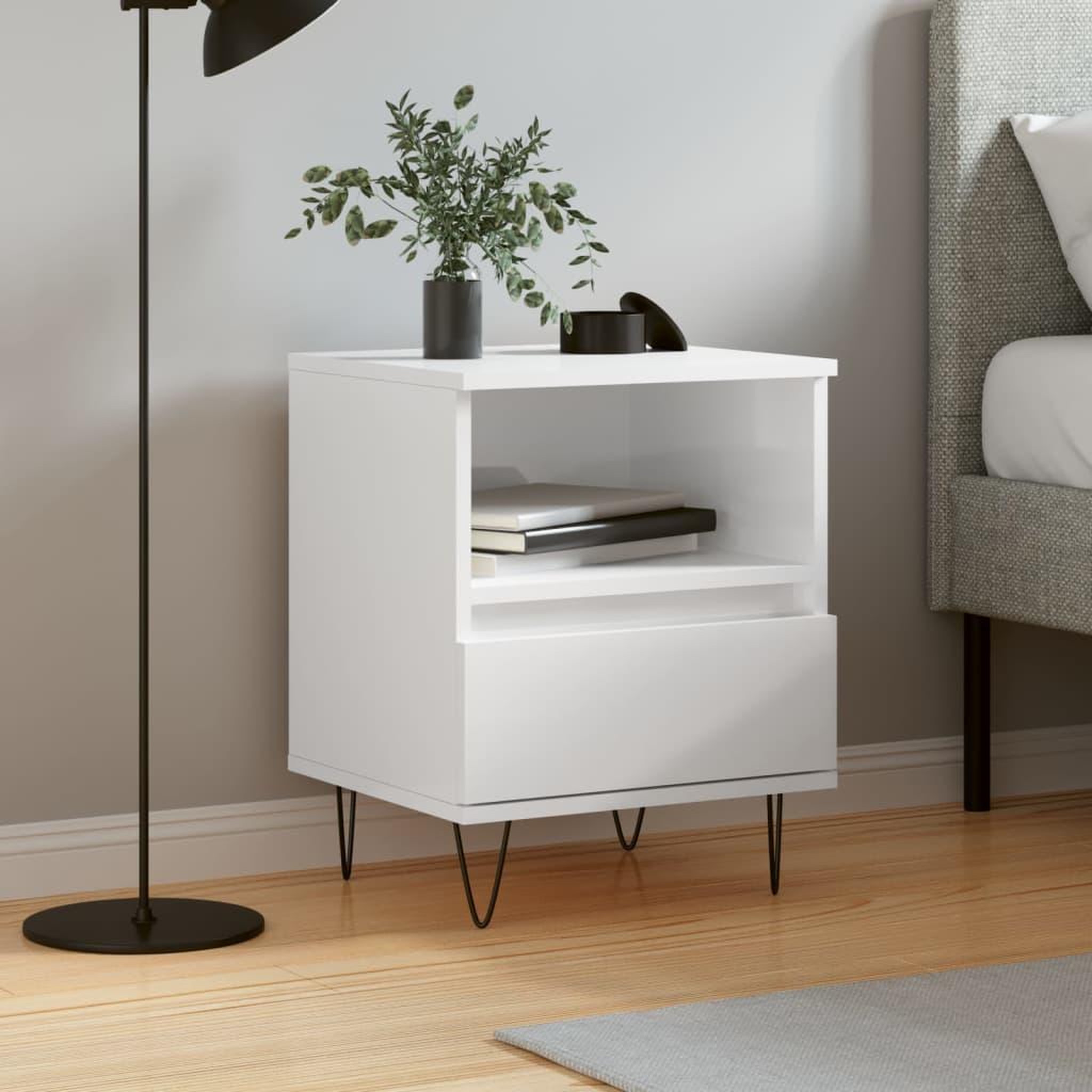 VIDAXL Table de chevet Blanc brillant 40x35x50 cm Bois d'ingenierie
