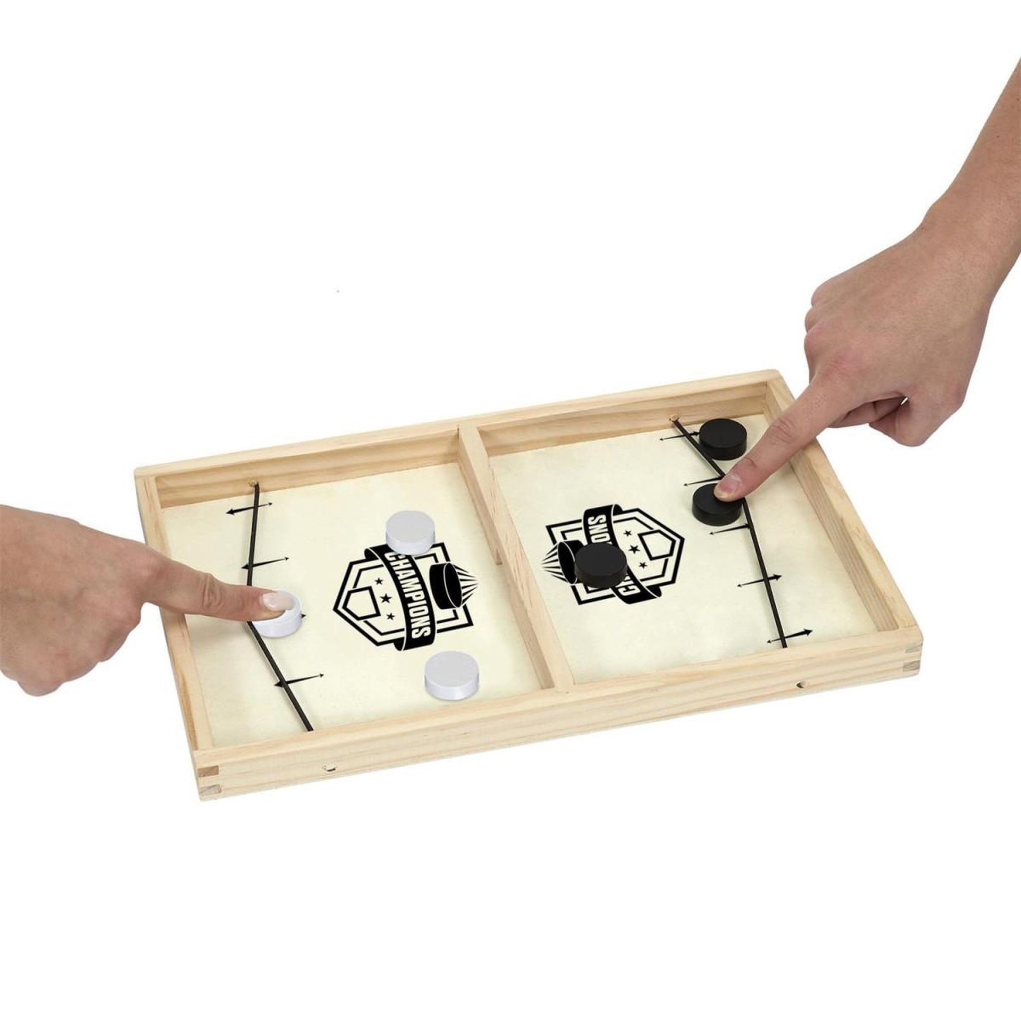 Voir la diapositive 3 : MISTER GADGET Jeu de hockey en bois  palets  35cm naturel