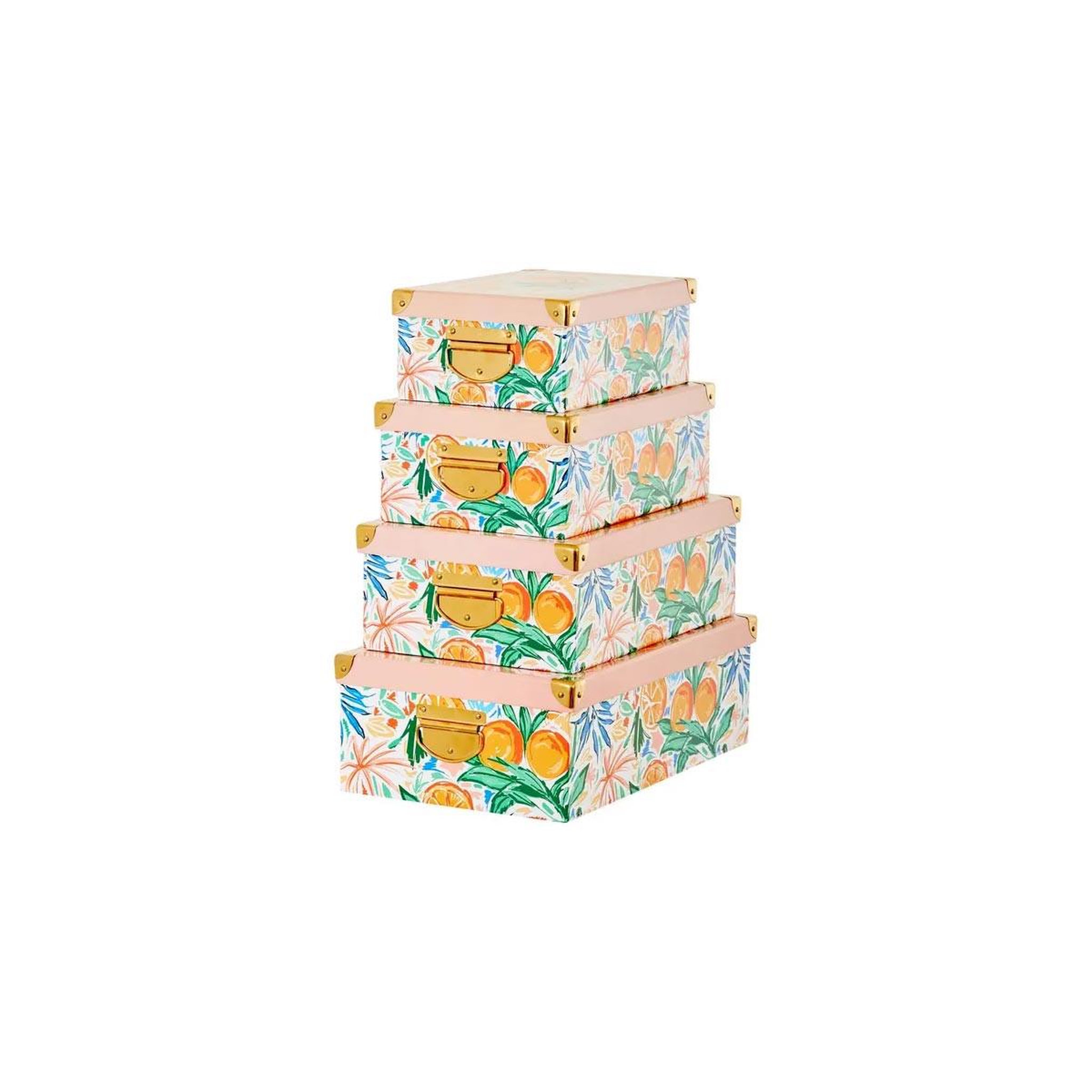 Voir la diapositive 2 : FIVE Lot de 4 boîtes déco  eden  40cm multicolore