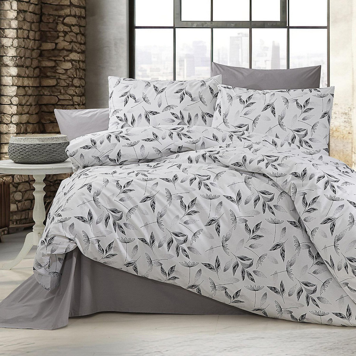 Home collection Parure housse de couette 100% coton 57 fils Imprimé - Lunavera