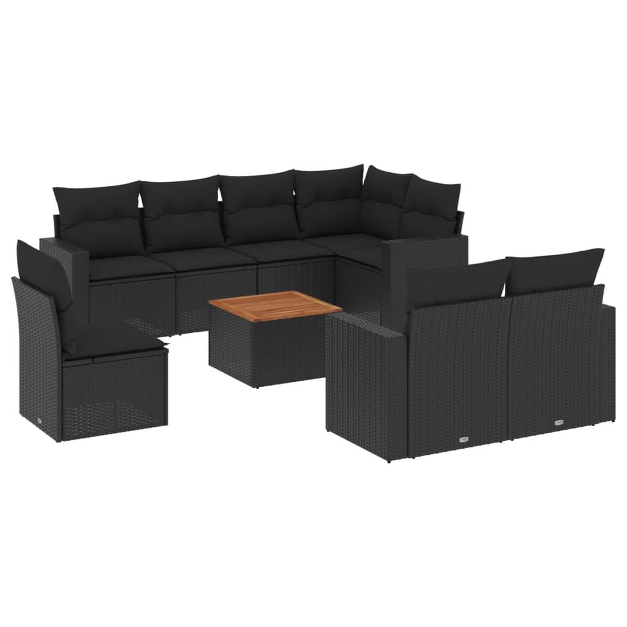 Voir la diapositive 2 : VIDAXL Salon de jardin 9 pcs avec coussins noir resine tressee