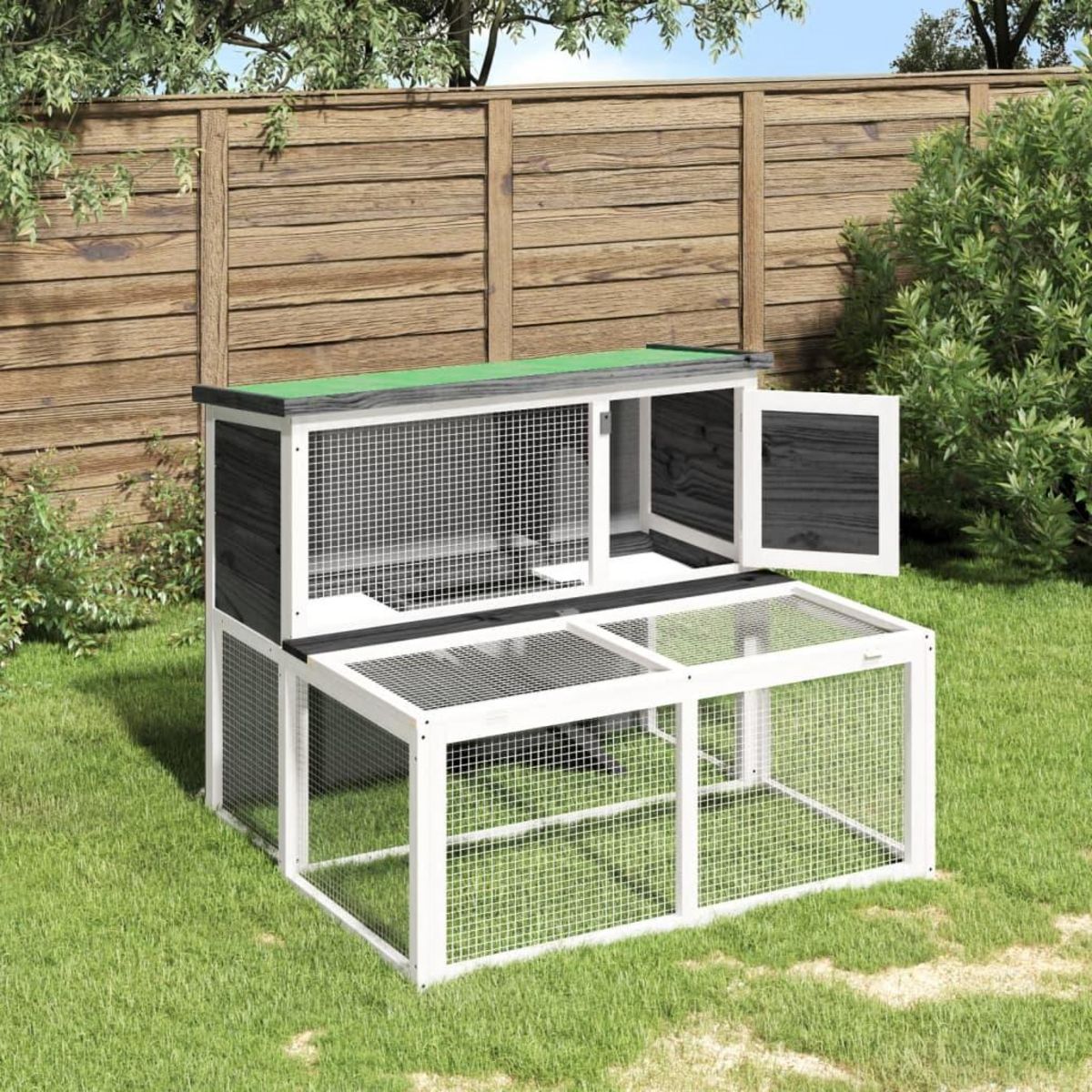 VIDAXL Clapier gris 102x90x84,5 cm bois de pin massif