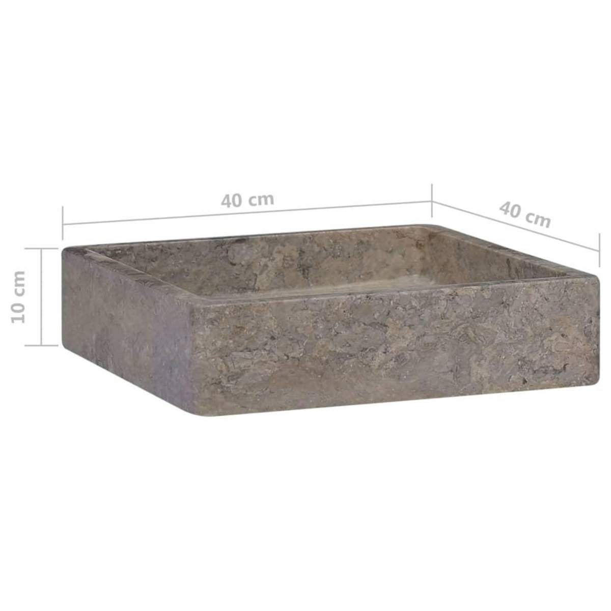 VIDAXL Lavabo Gris 40x40x10 cm Marbre