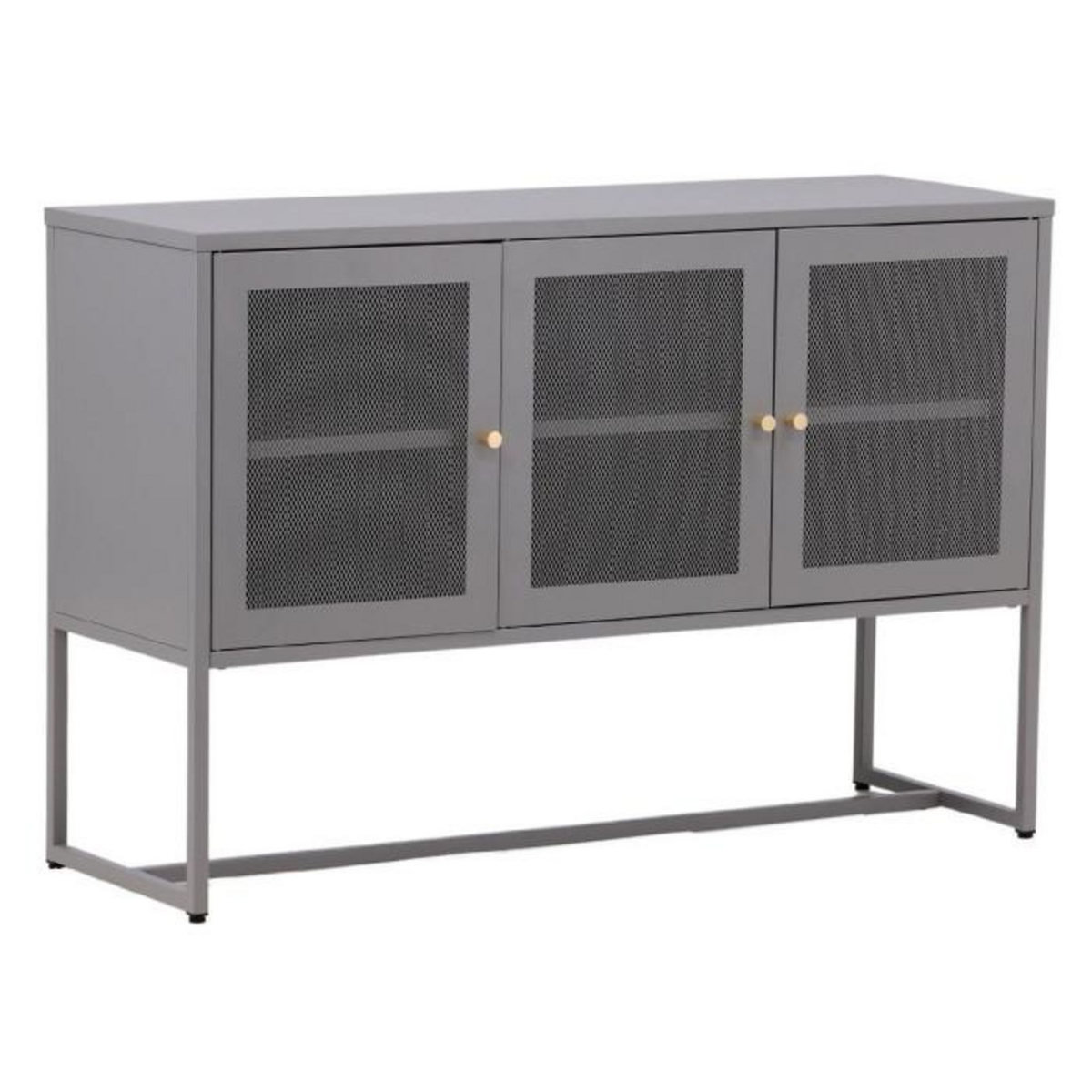 Paris Prix Bahut 3 Portes en Métal  Malla  120cm Gris Clair