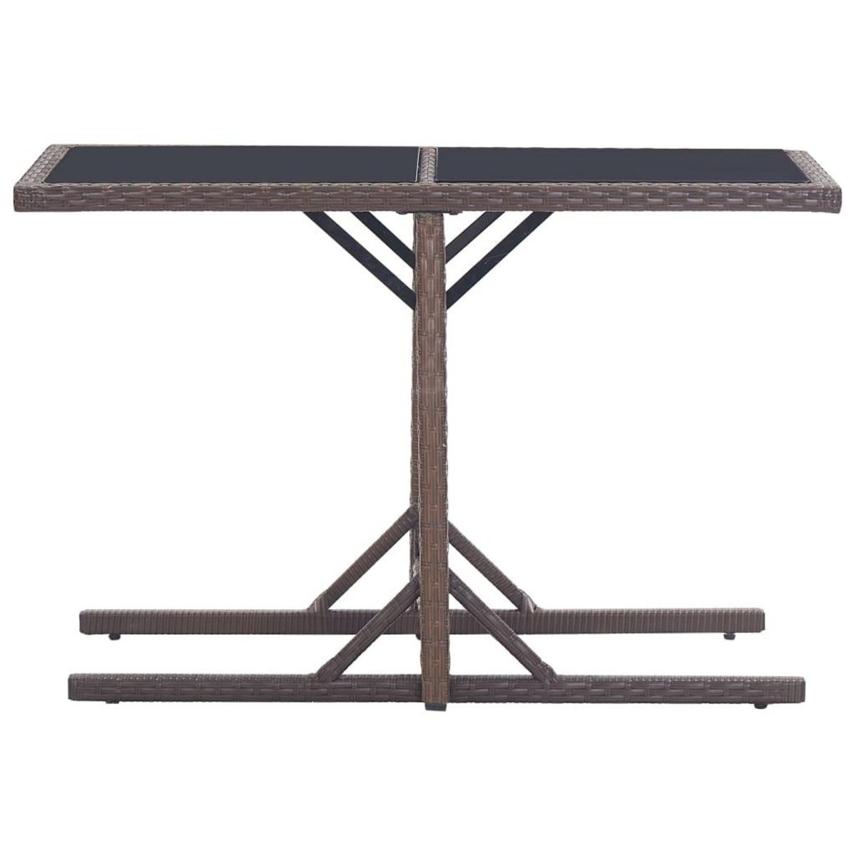 VIDAXL Table de jardin Marron 110x53x72 cm Verre et resine tressee