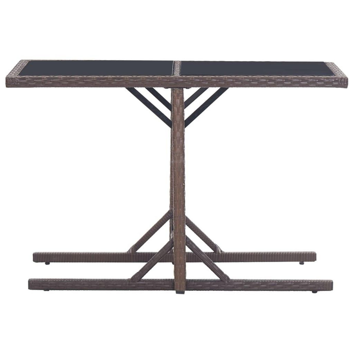 VIDAXL Table de jardin Marron 110x53x72 cm Verre et resine tressee