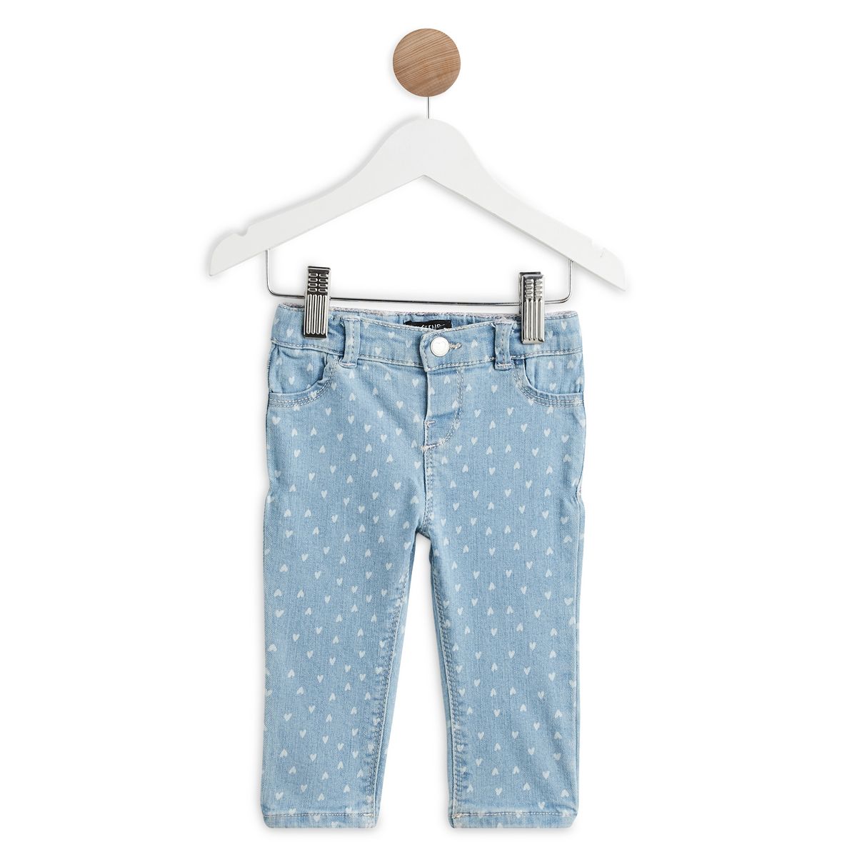INEXTENSO Jean imprimé coeurs bébé fille