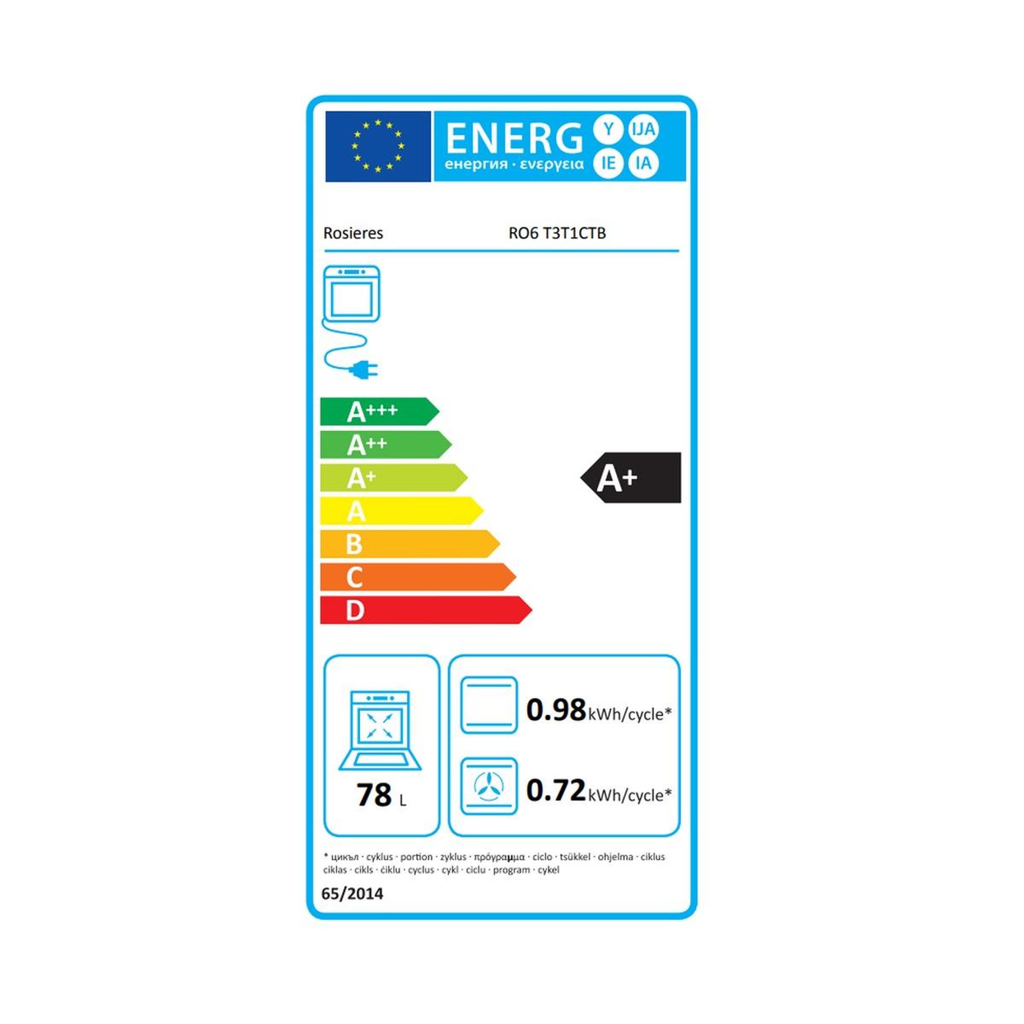 Voir la diapositive 2 : Rosieres Four intégrable 78l 60cm catalyse noir - ro6t3t1ctb