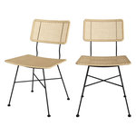 MAISON PAVANE Lot de 2 chaises en rotin et pieds en métal noir-Borga