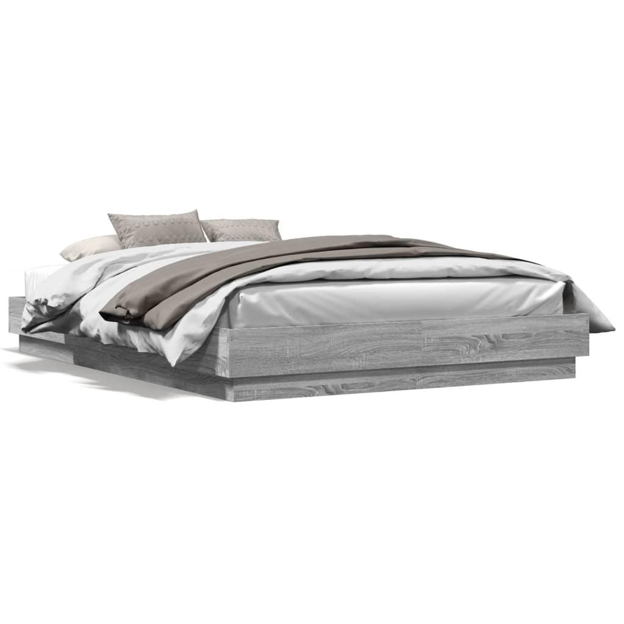 Voir la diapositive 2 : VIDAXL Cadre de lit sans matelas sonoma gris 150x200 cm