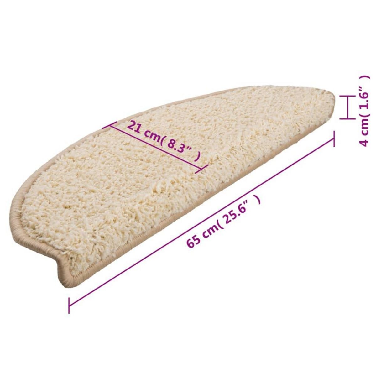 VIDAXL Tapis d'escalier 10 pcs 65x21x4 cm Creme