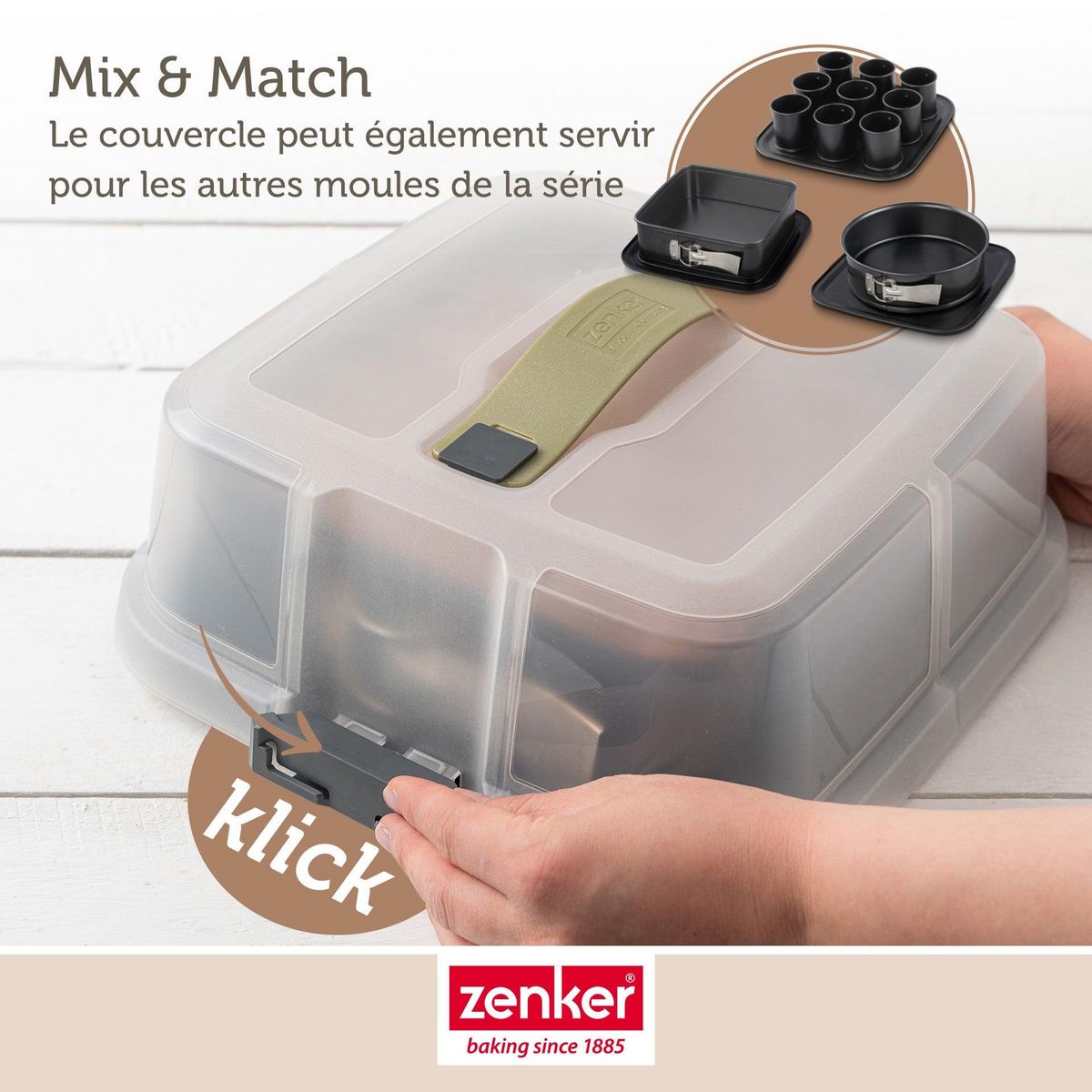 ZENKER Ensemble de 2 Moules à charnière rond 23 cm avec couvercle de transport Zenker Bake Click and Go