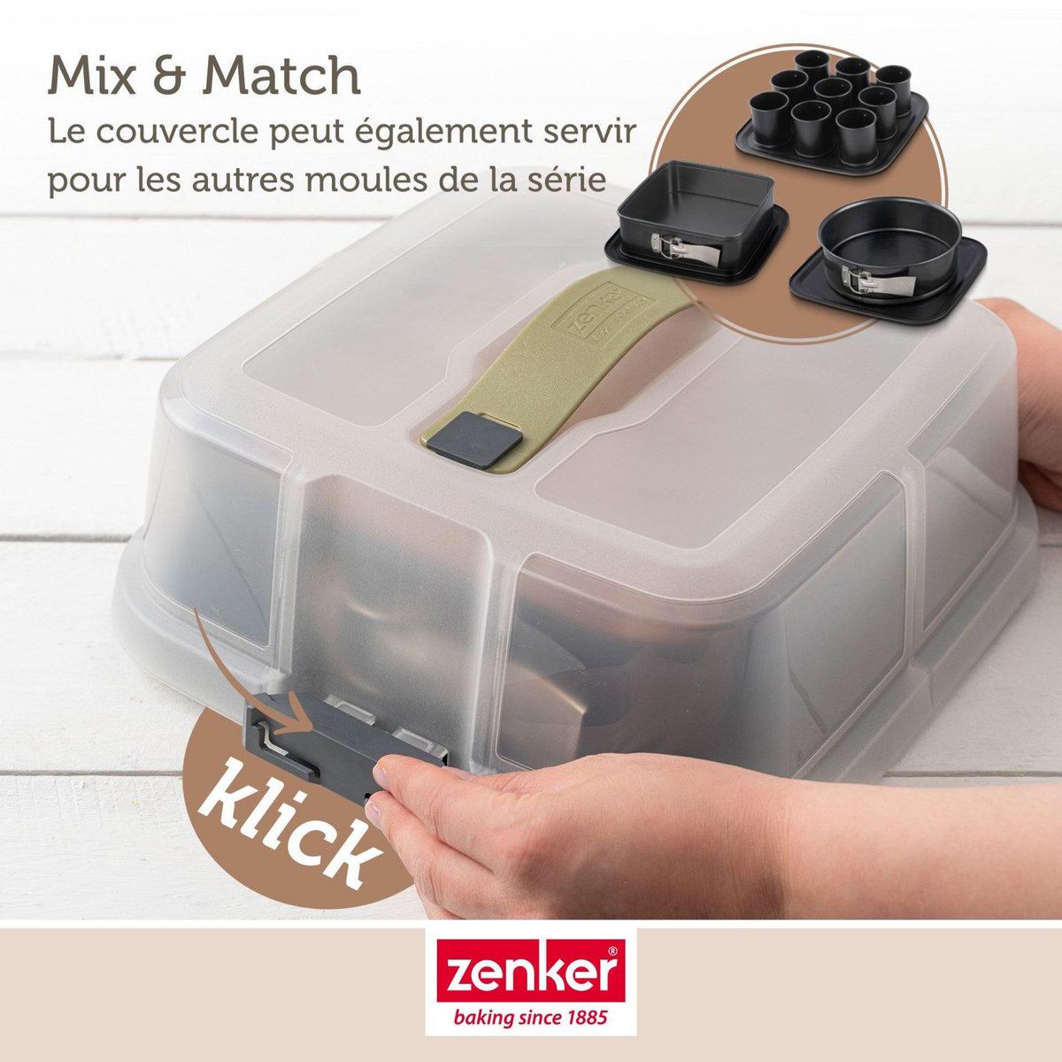 ZENKER Ensemble de 2 Moules à charnière rond 23 cm avec couvercle de transport Zenker Bake Click and Go