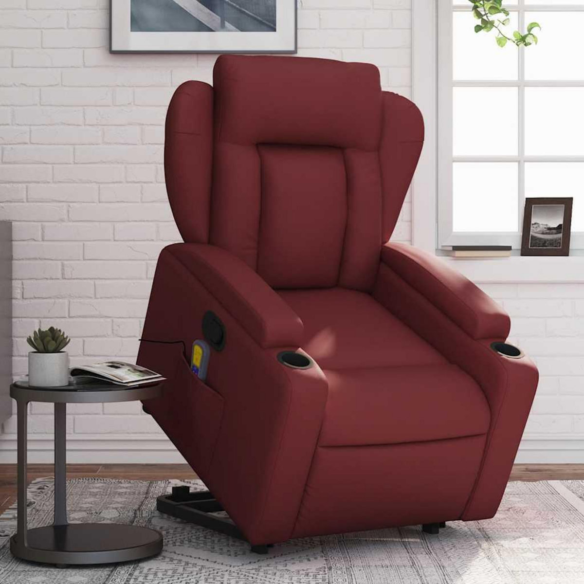 VIDAXL Fauteuil inclinable de massage Rouge bordeaux Similicuir