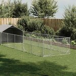 VIDAXL Niche d'exterieur pour chien enclos 8x2x1,5 m acier galvanise