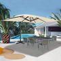Voir la diapositive 2 : ID MARKET Parasol déporté inclinable rotatif 360 CALVI écru 3x4 M avec housse