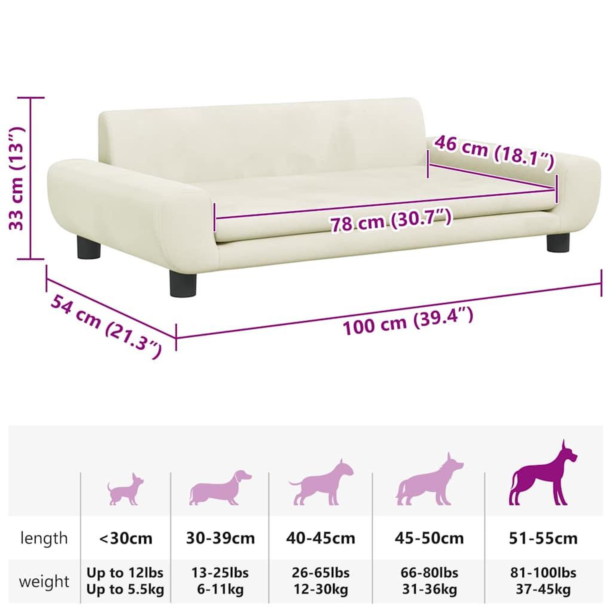 Voir la diapositive 6 : VIDAXL Lit pour chien creme 100x54x33 cm velours