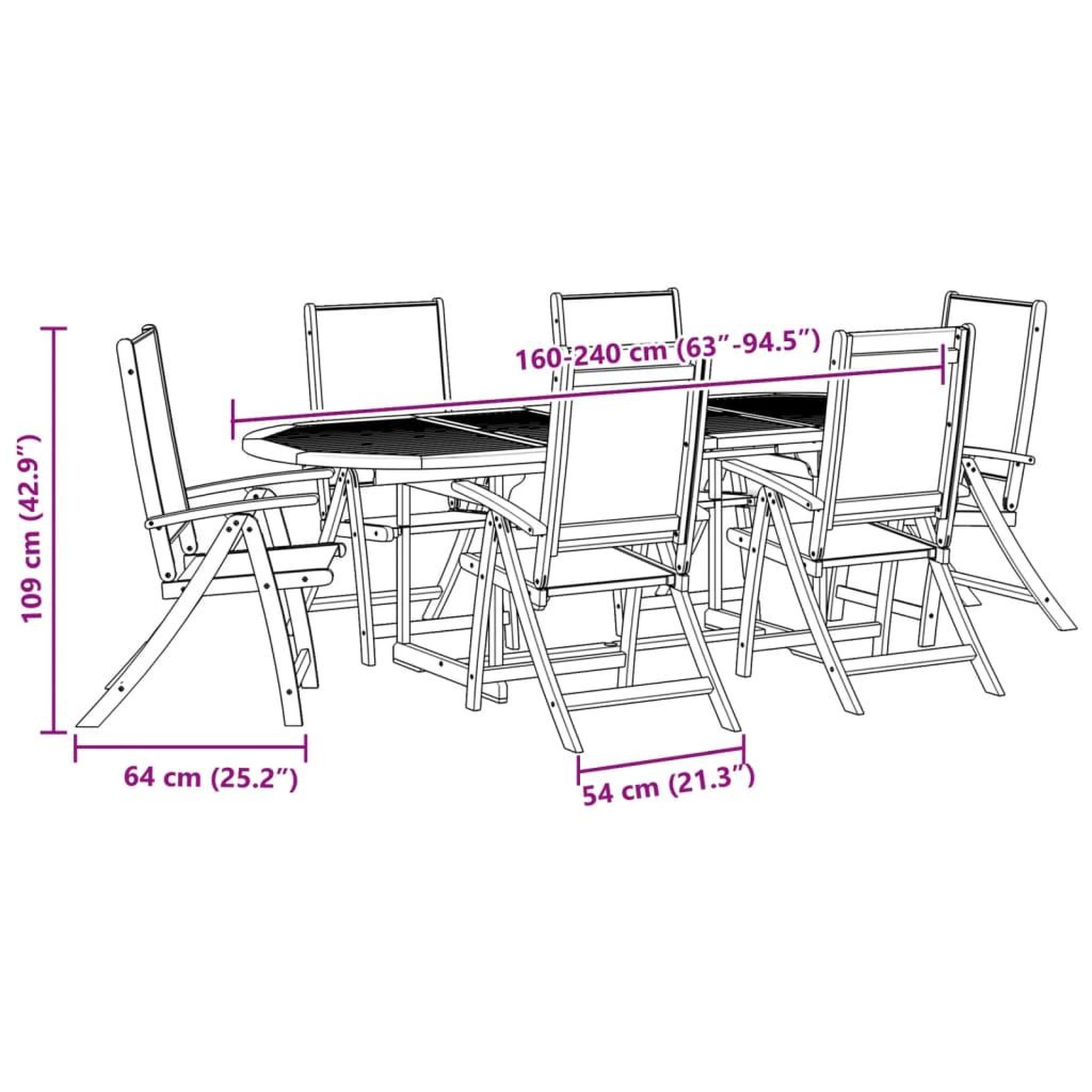 Voir la diapositive 6 : VIDAXL Ensemble a Manger de jardin 7pcs bois d'acacia solide textilene