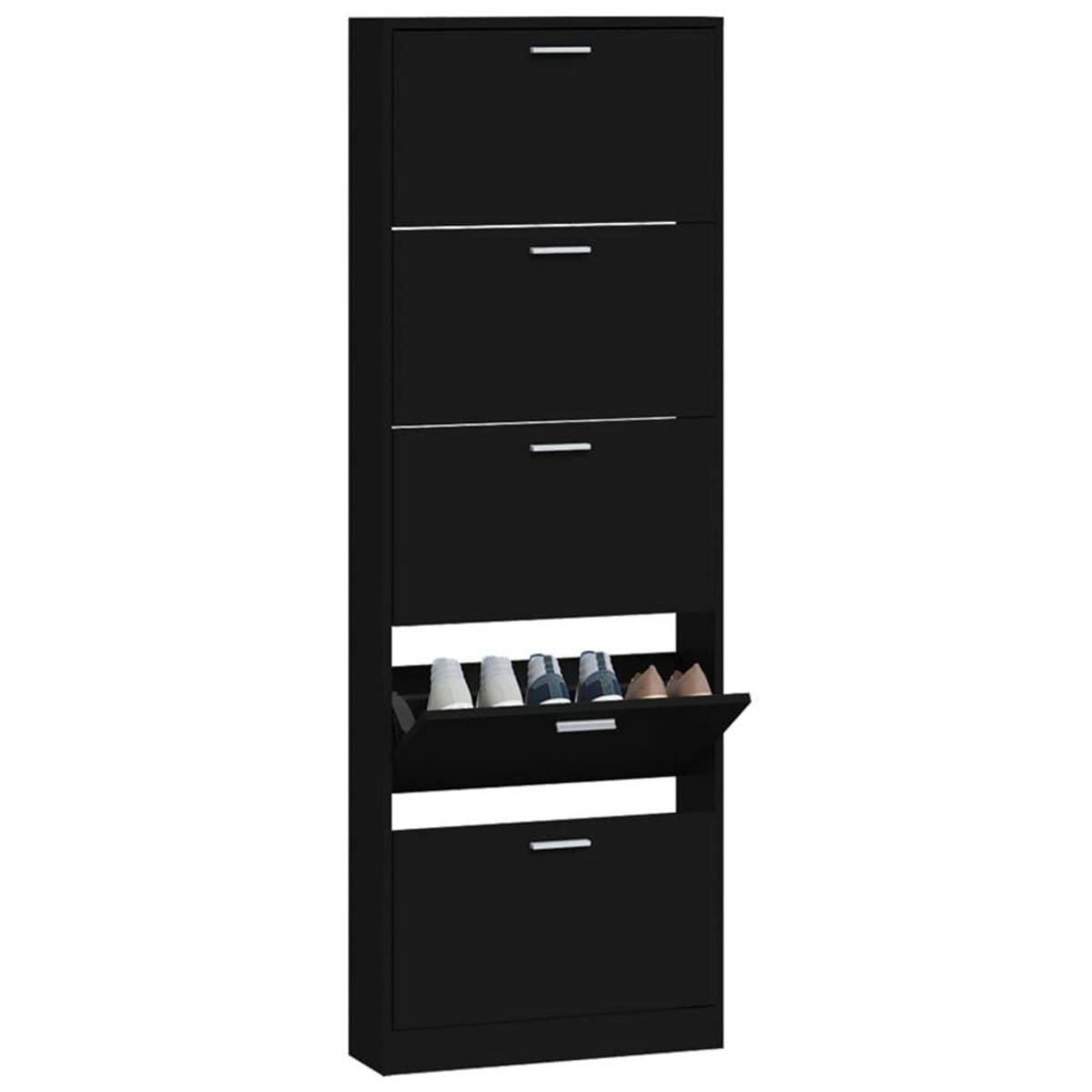 VIDAXL Armoire a chaussures Noir 59x17x169 cm Bois d'ingenierie