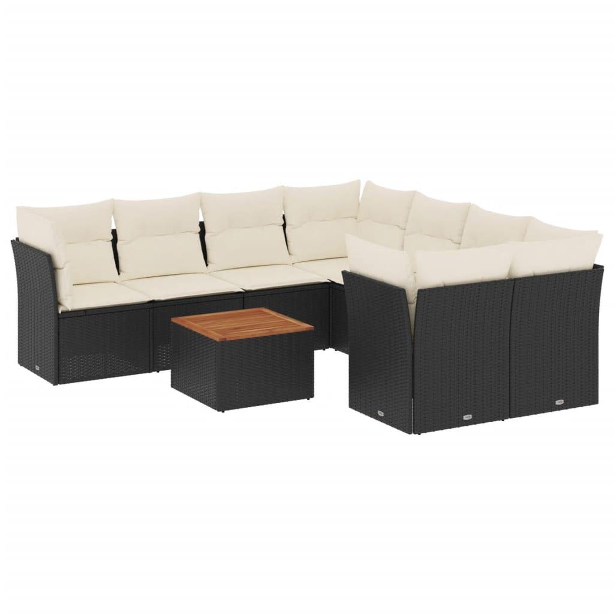 Voir la diapositive 2 : VIDAXL Salon de jardin 9 pcs avec coussins noir resine tressee