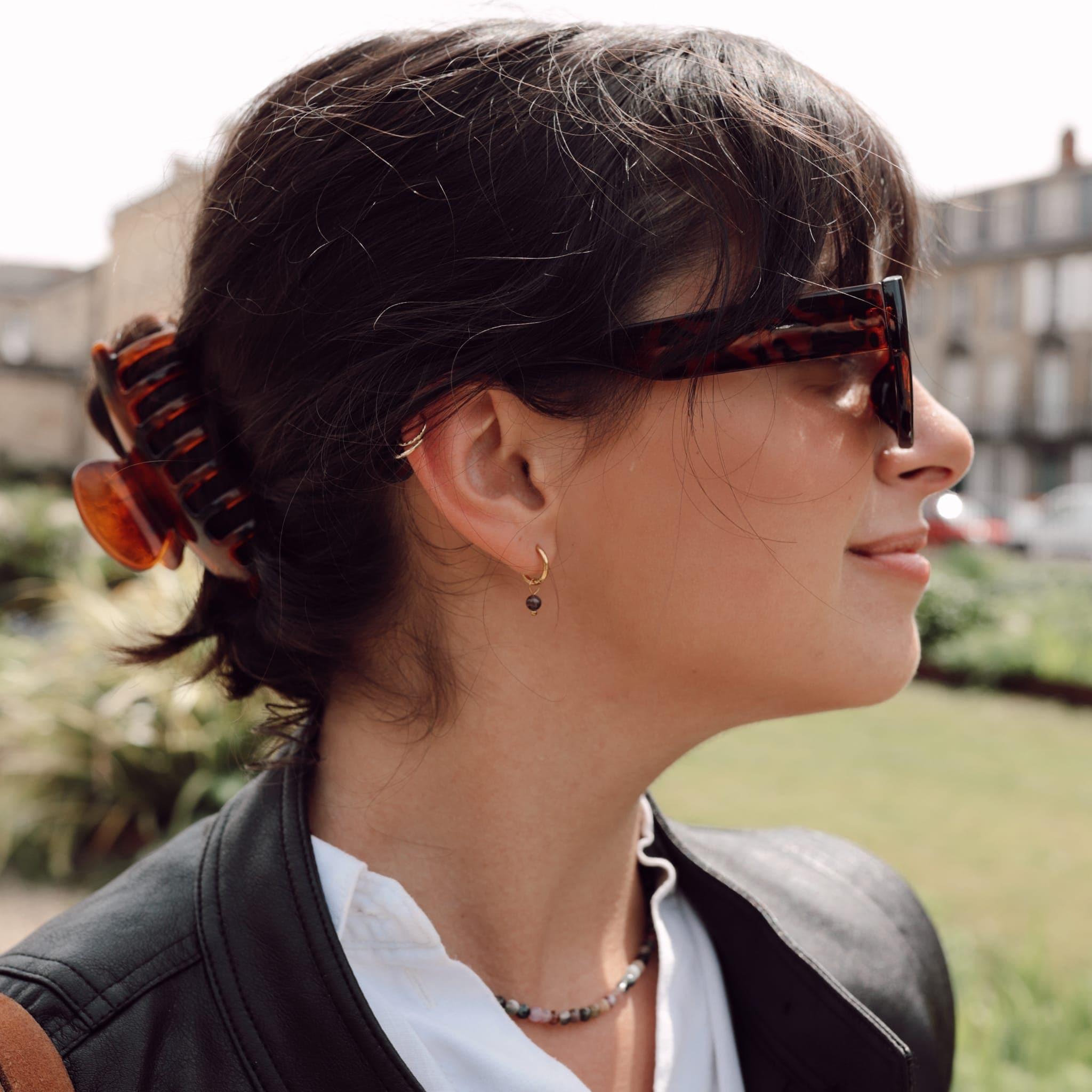 Voir la diapositive 4 : SLOYA Boucles d'oreilles créoles Serena en pierres Tourmaline