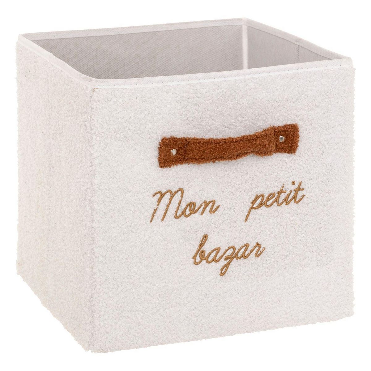 ATMOSPHERA Lot de 2 boîtes de rangement en bouclette MON PETIT BAZAR - L. 29 x l. 29 x H. 29 cm - Blanc