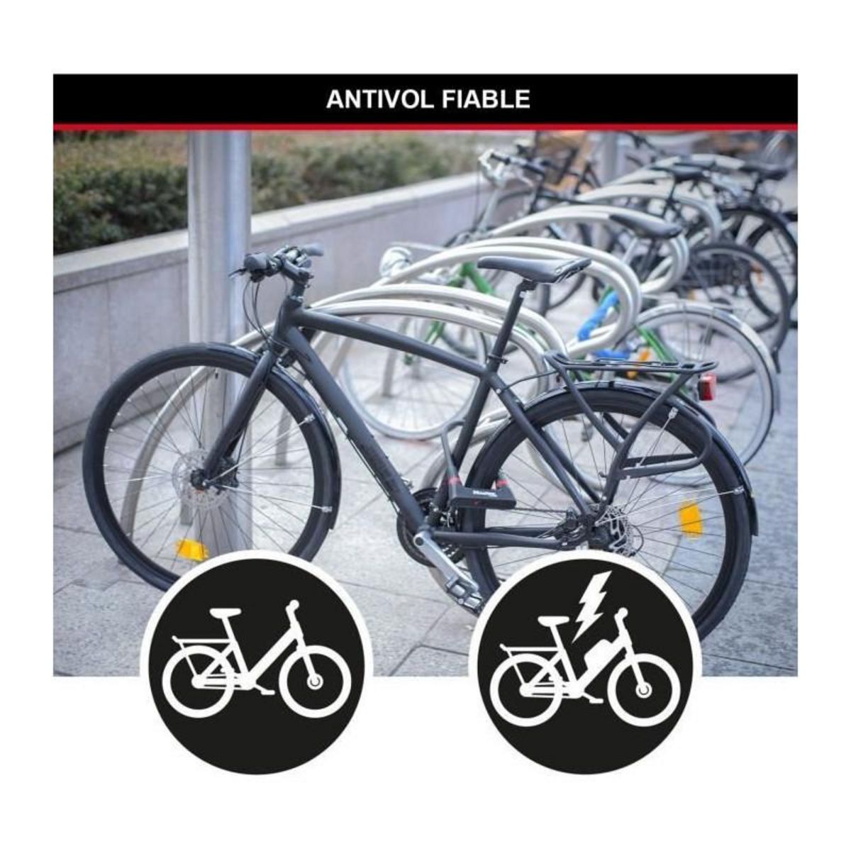 Master lock Antivol Vélo U [A Clé] [Support de Vélo Universel] [Antivol Certifié] 8279EURDPRO
