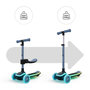 Voir la diapositive 2 : KINDERKRAFT Trottinette Kinderkraft RAKET UP 2-en-1 avec siège réglable, roues RGB LED, plateau lumineux, pliable dès bébé, Bleu