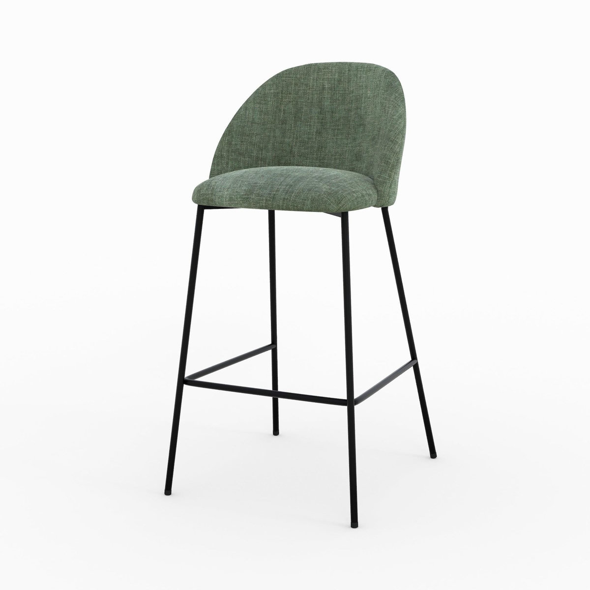 Rendez vous déco Lot de 2 chaises pour ilot central 66,5 cm en tissu vert sapin-Karl