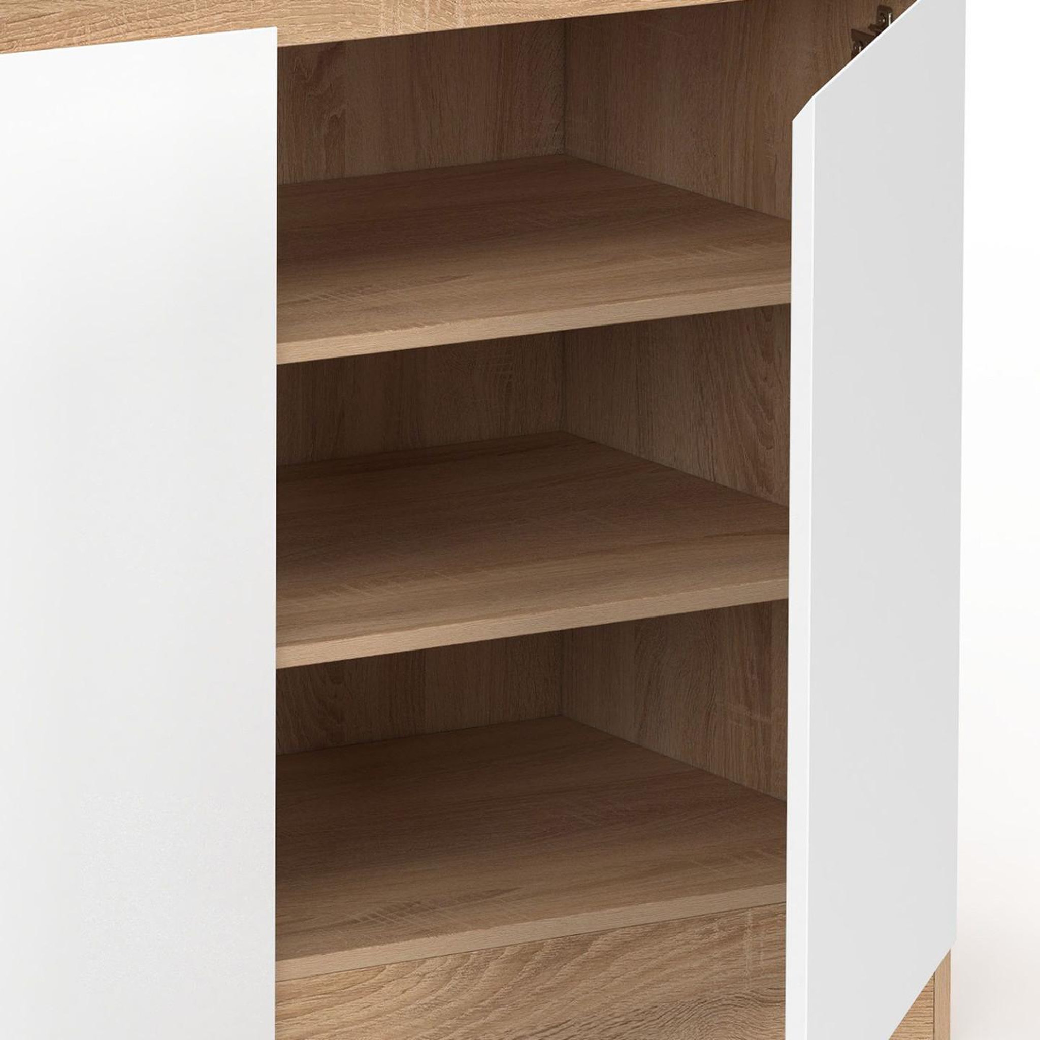 Voir la diapositive 6 : ID MARKET Armoire à chaussures 12 paires tomi 2 portes et 1 tiroir façon hêtre et blanc