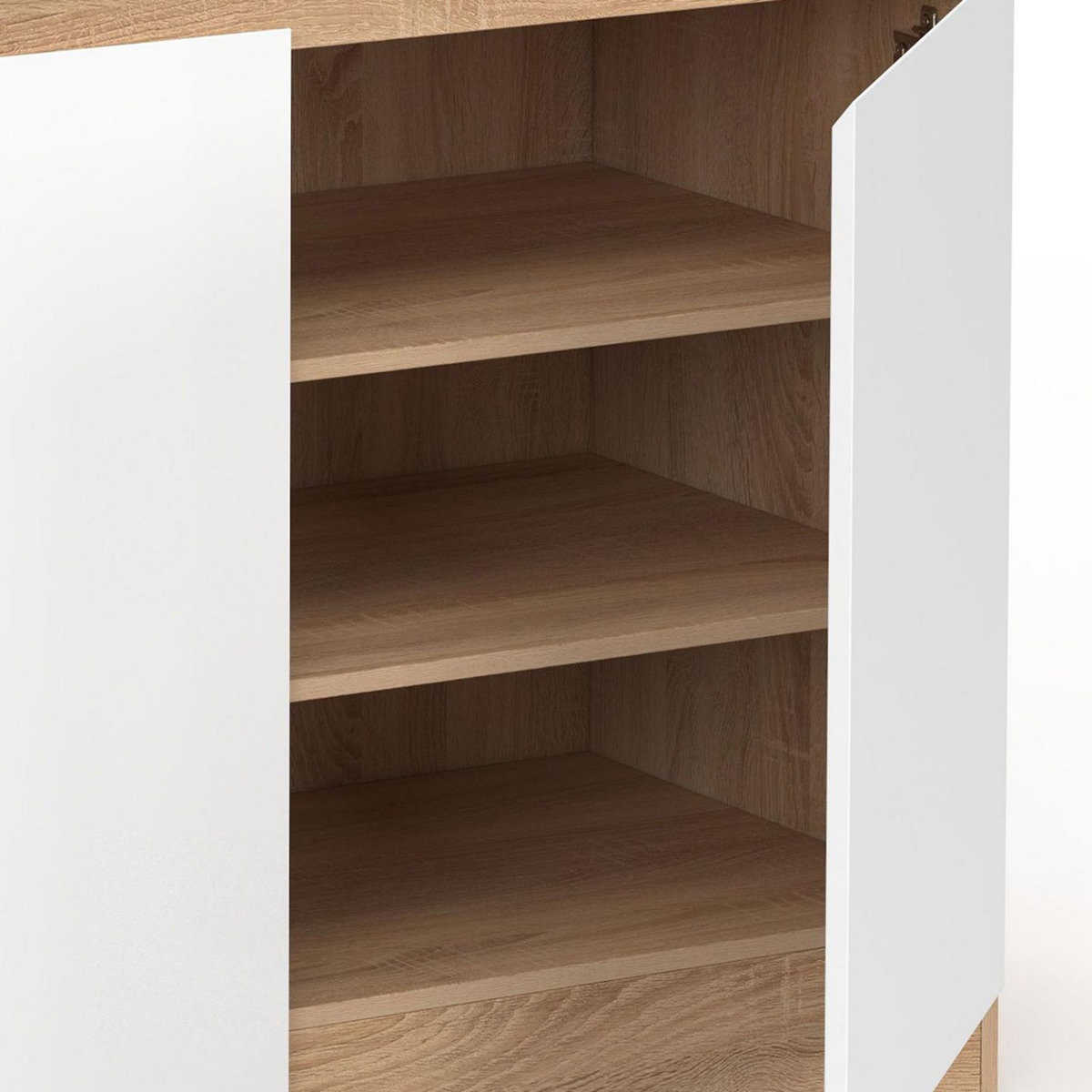 ID MARKET Armoire à chaussures 12 paires TOMI 2 portes et 1 tiroir façon hêtre et blanc