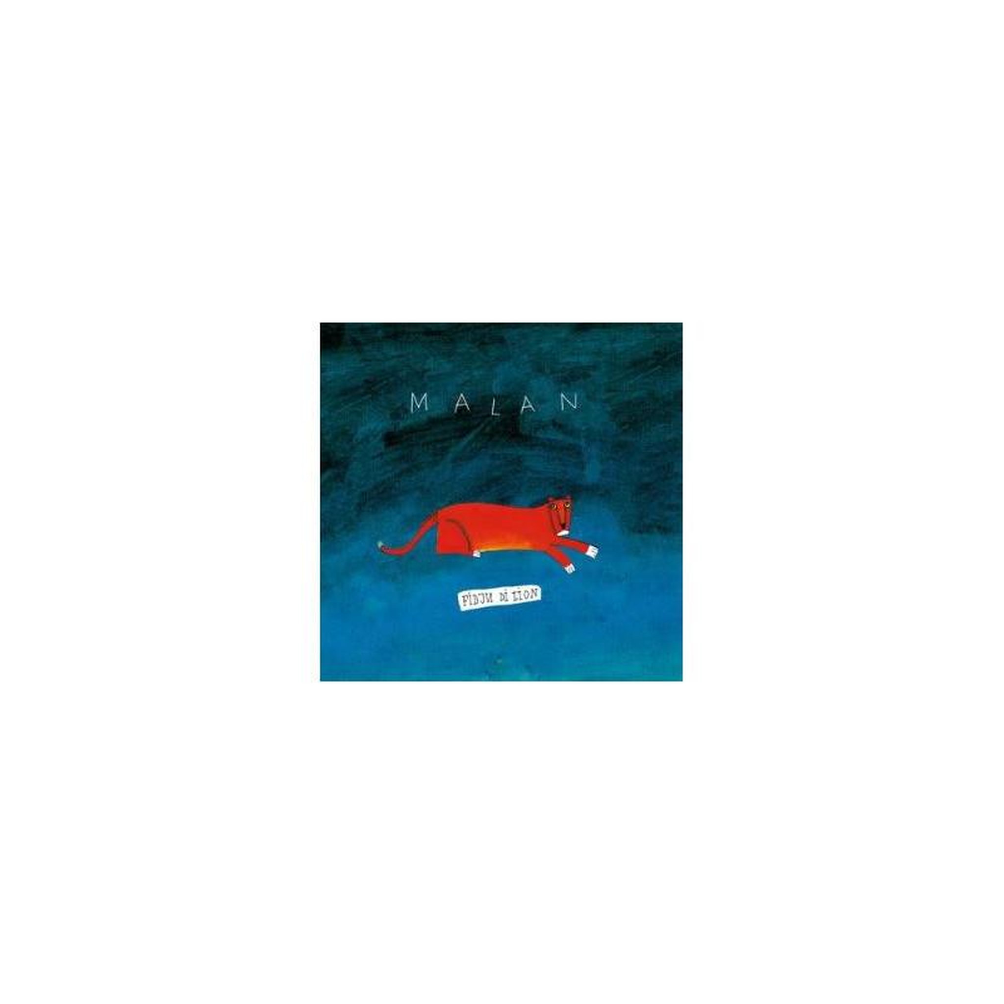 Vinyle fidju de lion malan avec graphisme lion rouge sur fond bleu-vert