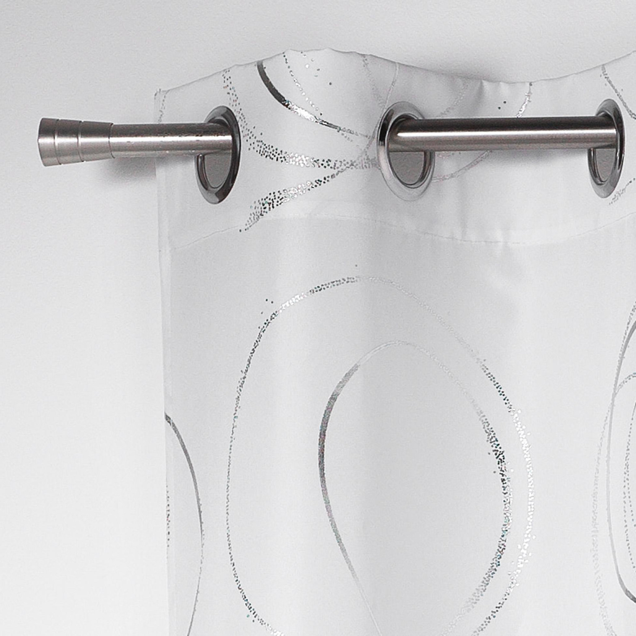 Voir la diapositive 4 : Eden Rideau a oeillets 140 x 260 cm argent bully blanc