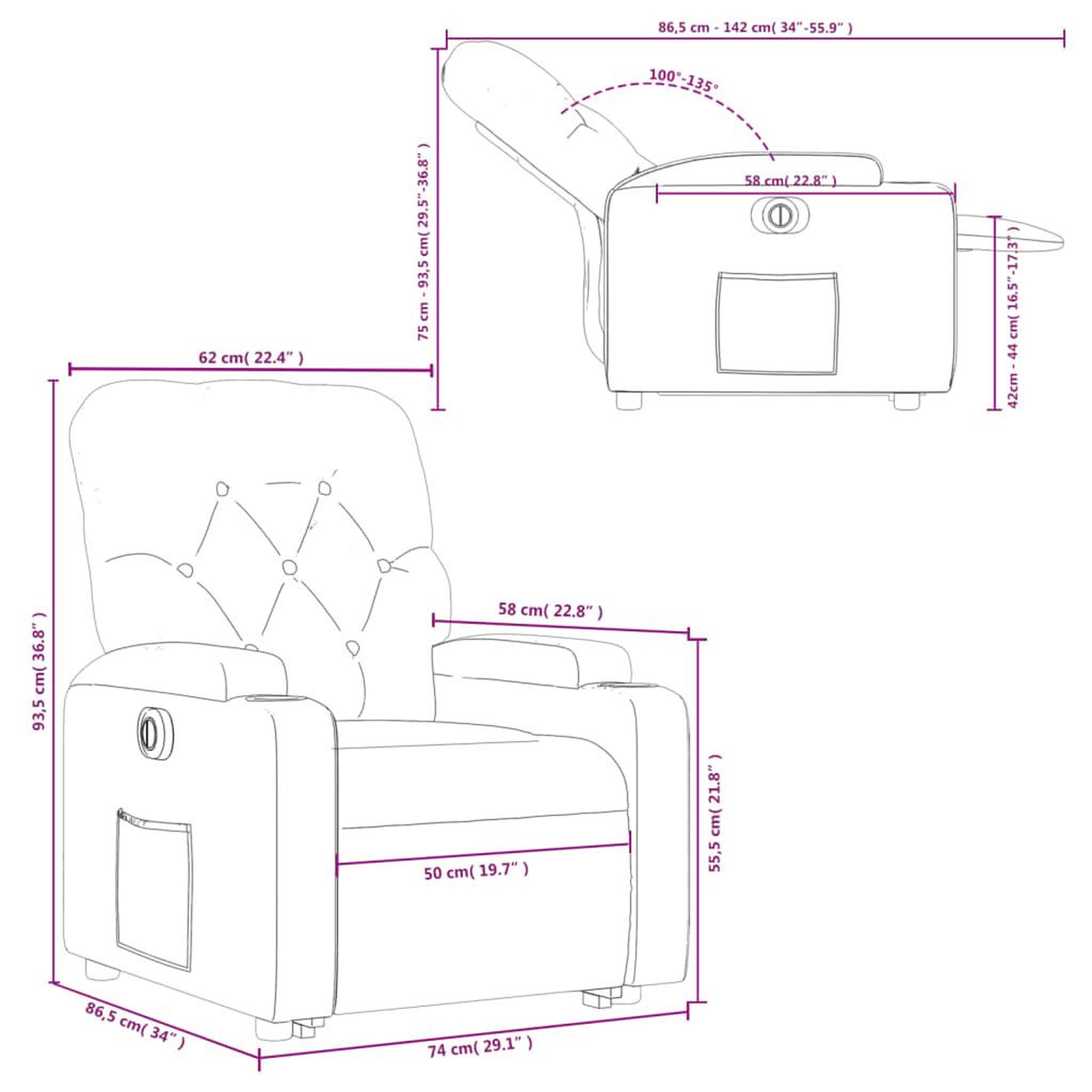 Voir la diapositive 6 : VIDAXL Fauteuil inclinable electrique creme similicuir