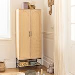 BEST MOBILIER Nagato - armoire - cannage et effet bois - 80 cm. Coloris disponibles : Marron