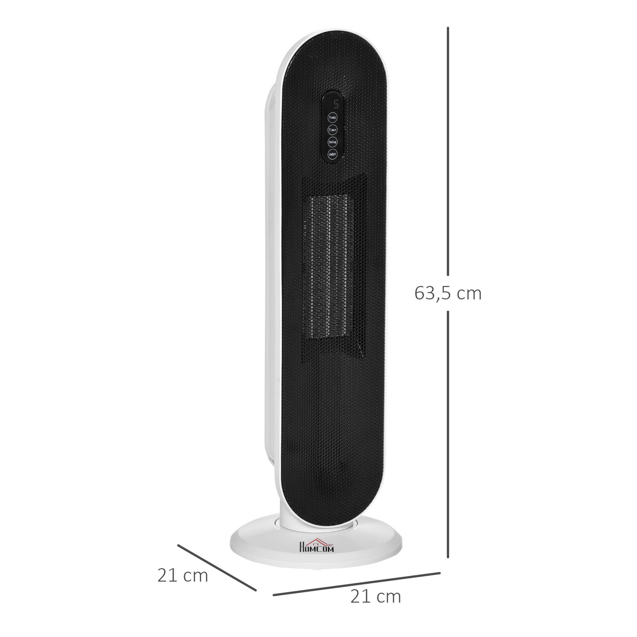 Voir la diapositive 3 : HOMCOM Chauffage soufflant oscillant 2000 W - radiateur céramique PTC - 2 niv. puissance - chauffage d'appoint avec télécommande blanc noir
