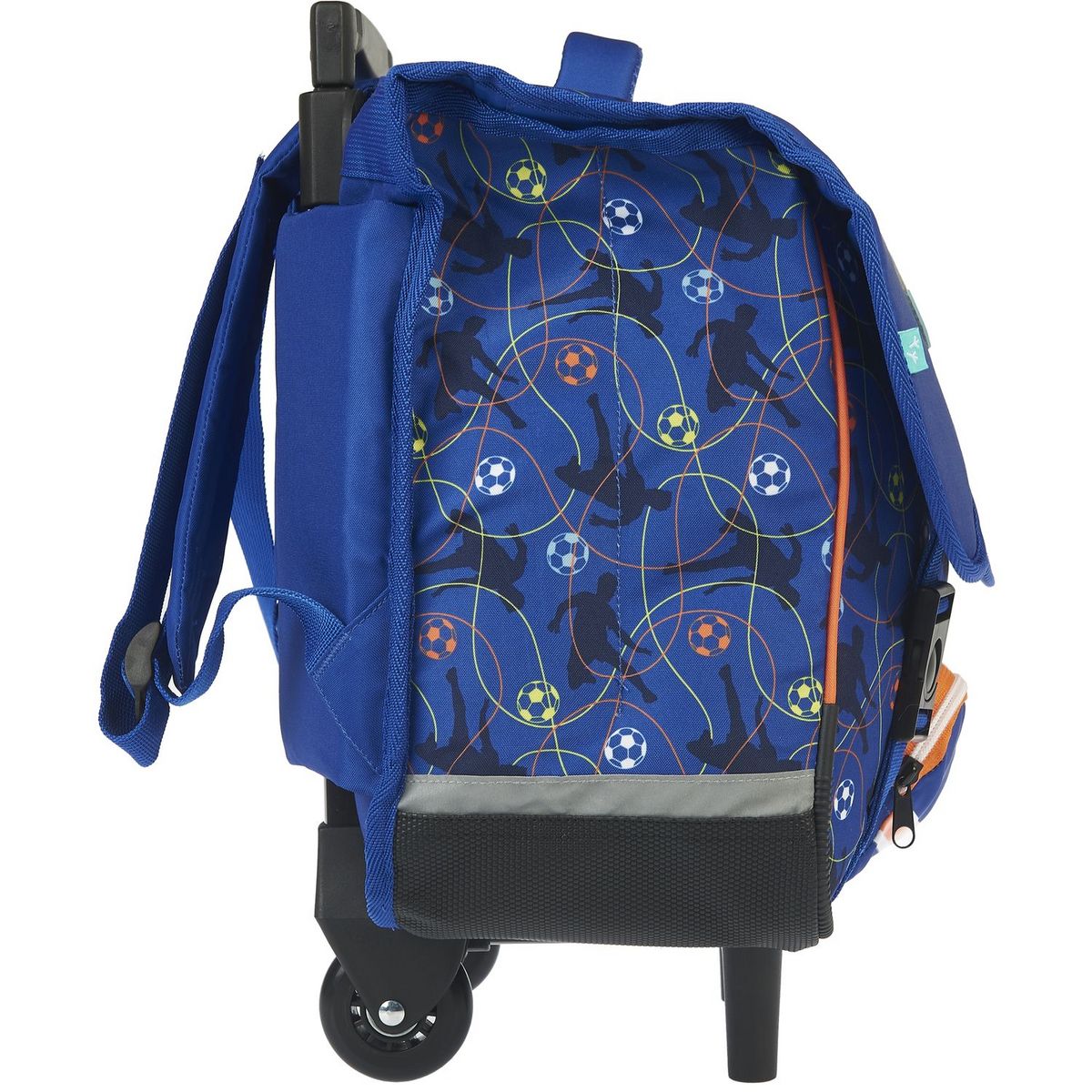 AUCHAN Cartable à roulettes bleu FOOTBALL