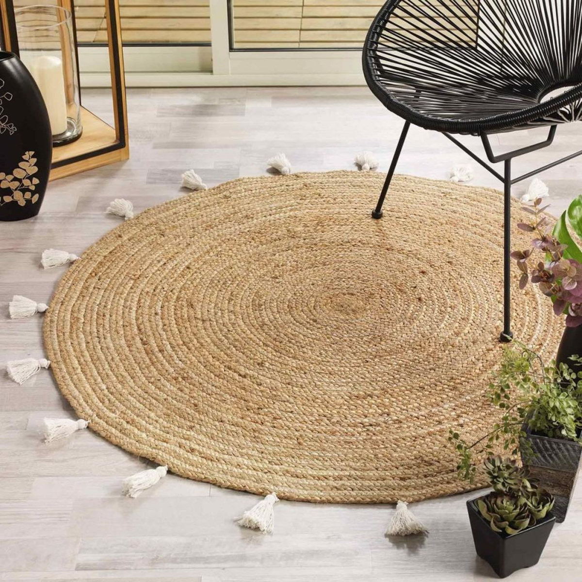 Douceur d'Intérieur Tapis rond 120 cm jute Shira blanc