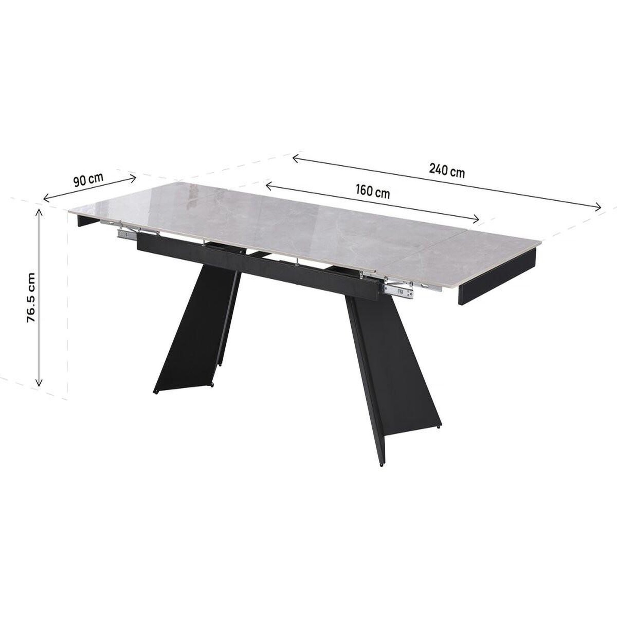 Voir la diapositive 4 : Habitat et Jardin Table de repas extensible en céramique 6 à 10 personnes  Equinoxe  - Gris marbré