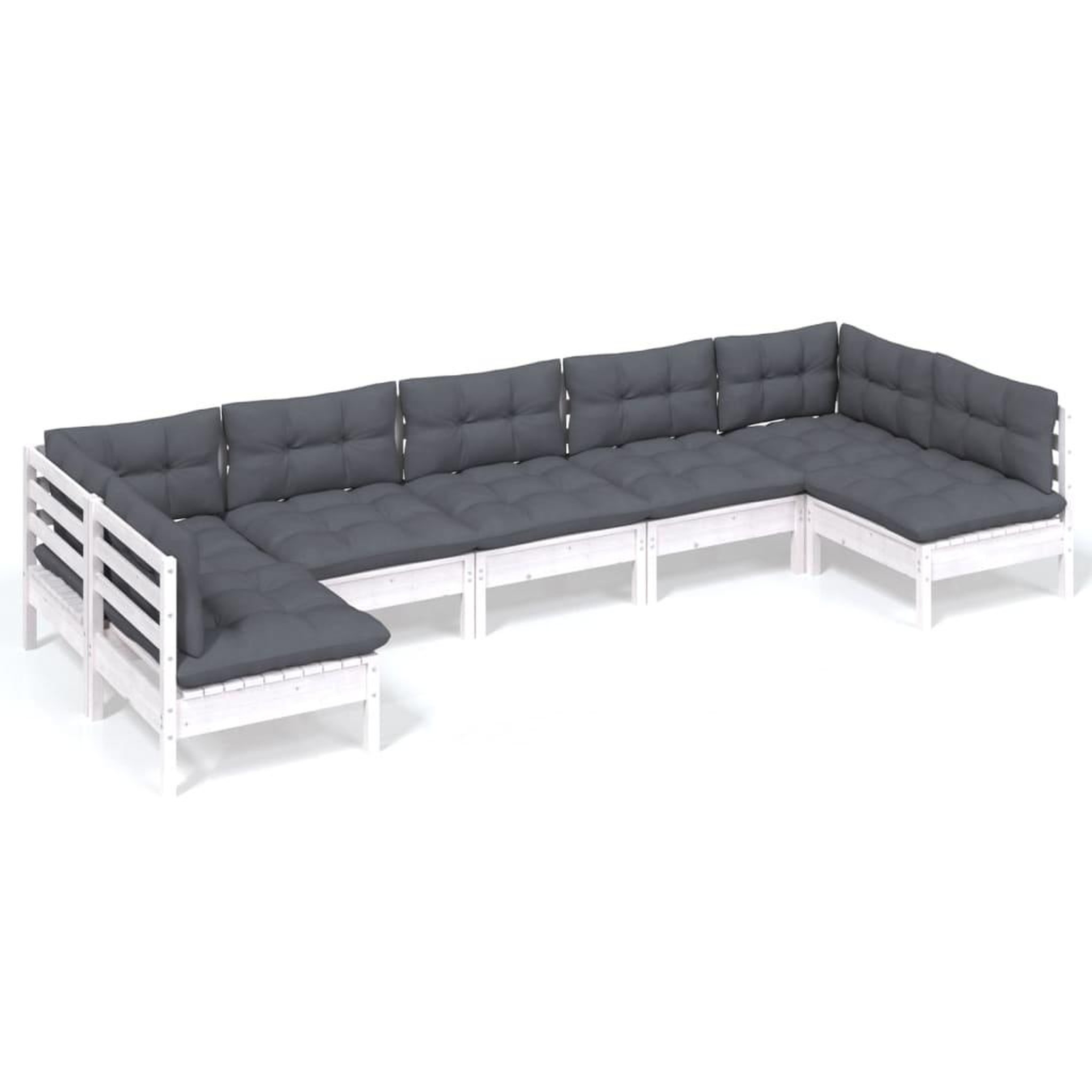 Voir la diapositive 2 : VIDAXL Salon de jardin 7 pcs avec coussins blanc bois de pin massif