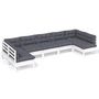 Voir la diapositive 2 : VIDAXL Salon de jardin 7 pcs avec coussins blanc bois de pin massif