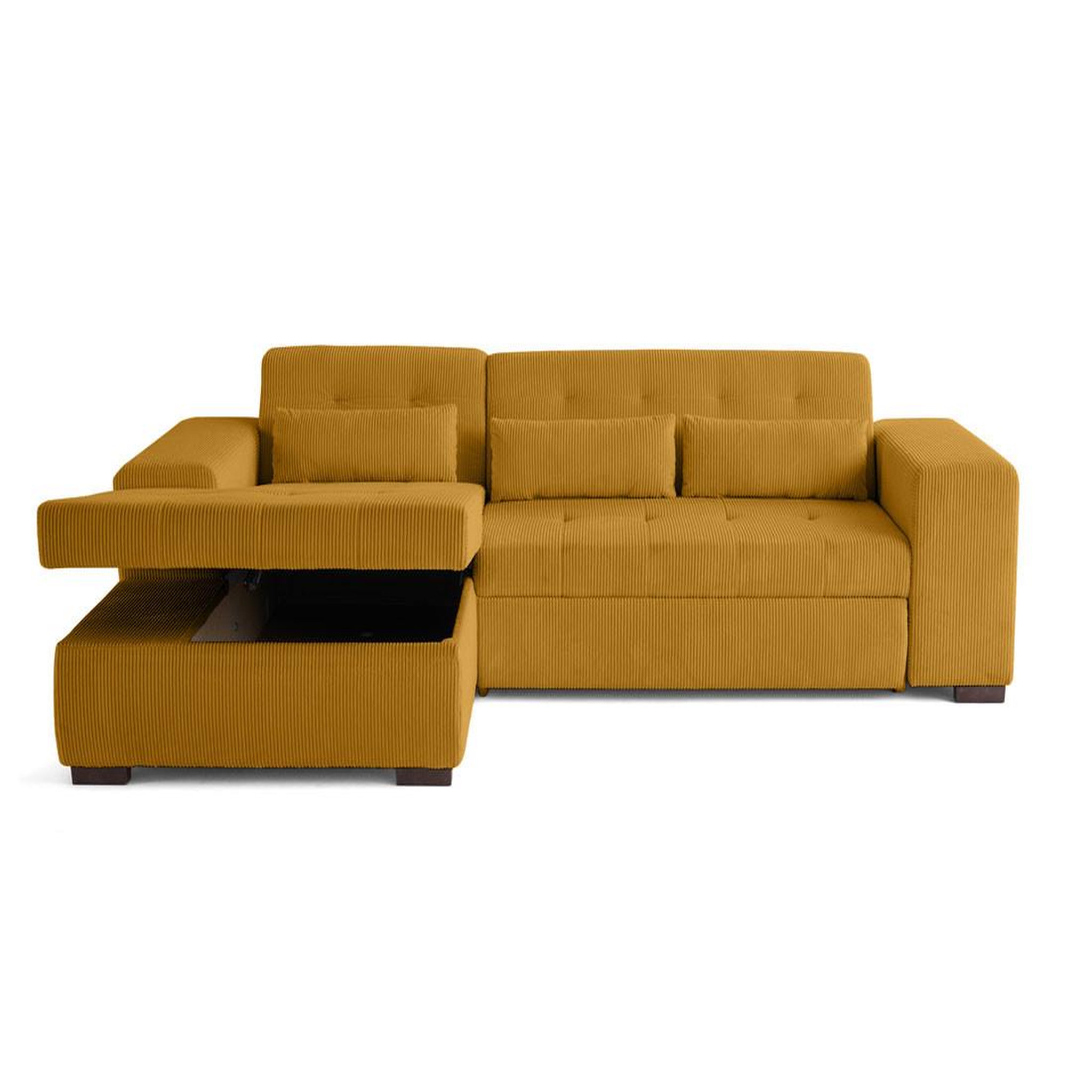Voir la diapositive 5 : LISA DESIGN Vermont - canapé d'angle gauche - 4 places - convertible avec coffre - en velours côtelé