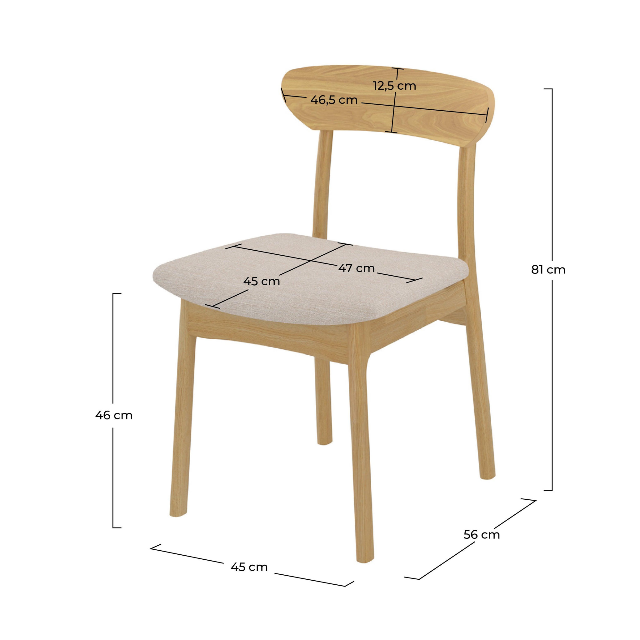 Voir la diapositive 4 : MAISON PAVANE Lot de 2 chaises en tissu beige et bois clair-lana