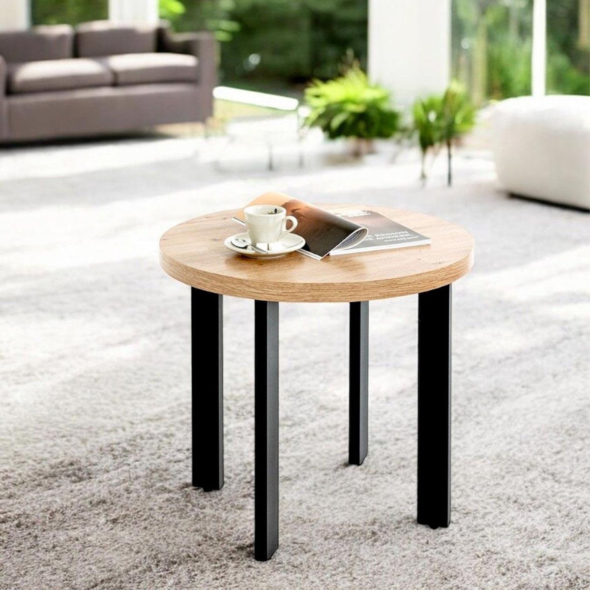Paris Prix Table Basse Ronde  Tiny  50cm Naturel & Noir